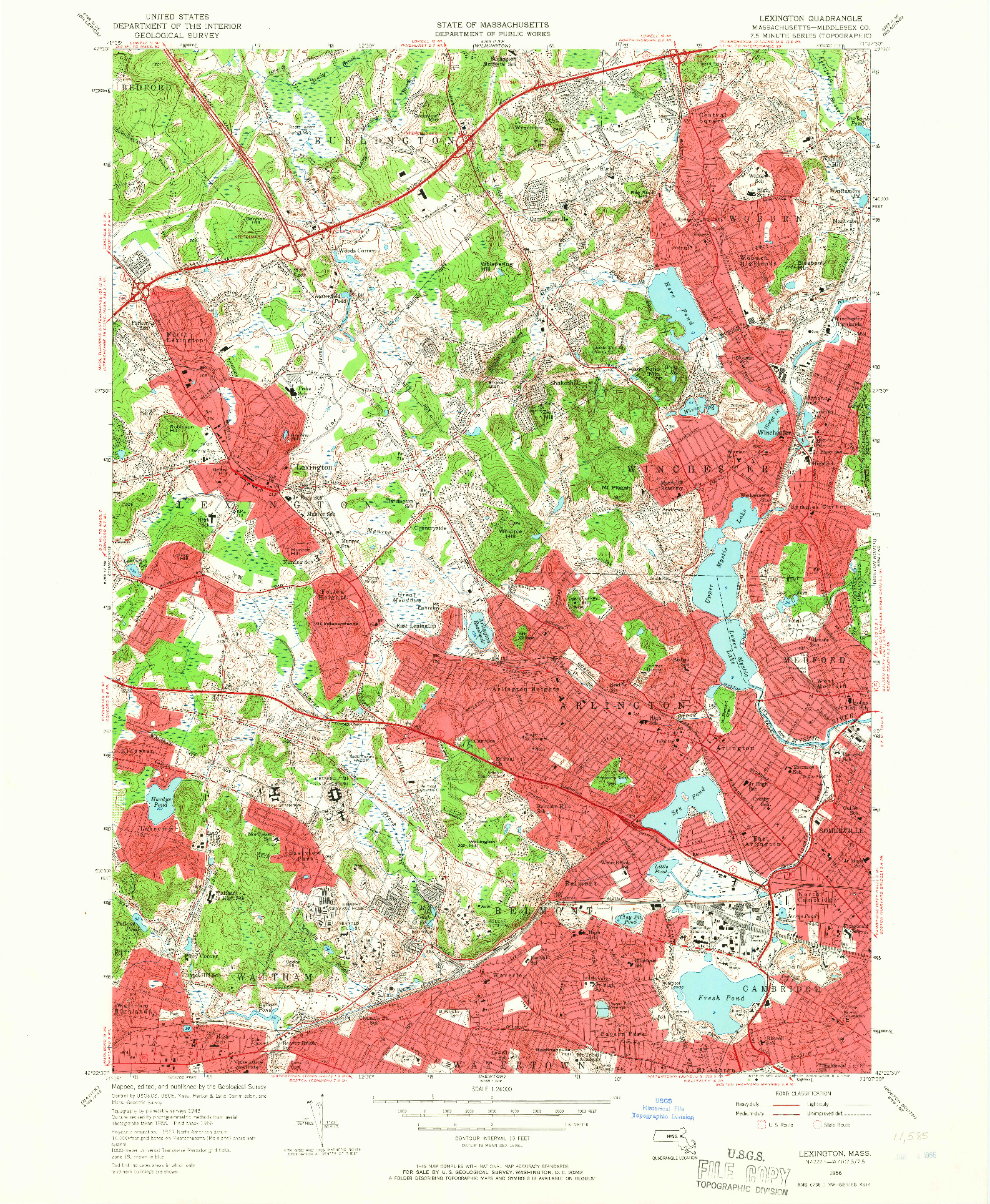 USGS 1:24000-SCALE QUADRANGLE FOR LEXINGTON, MA 1956