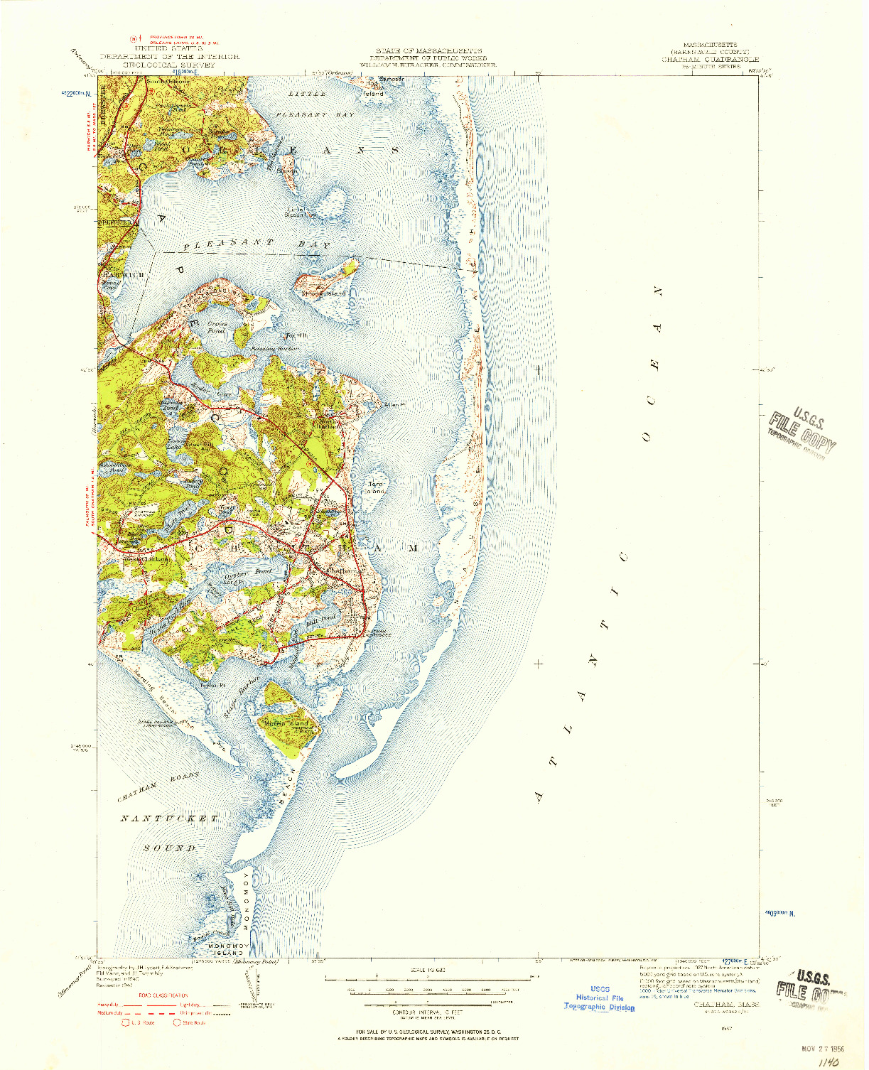 USGS 1:31680-SCALE QUADRANGLE FOR CHATHAM, MA 1947