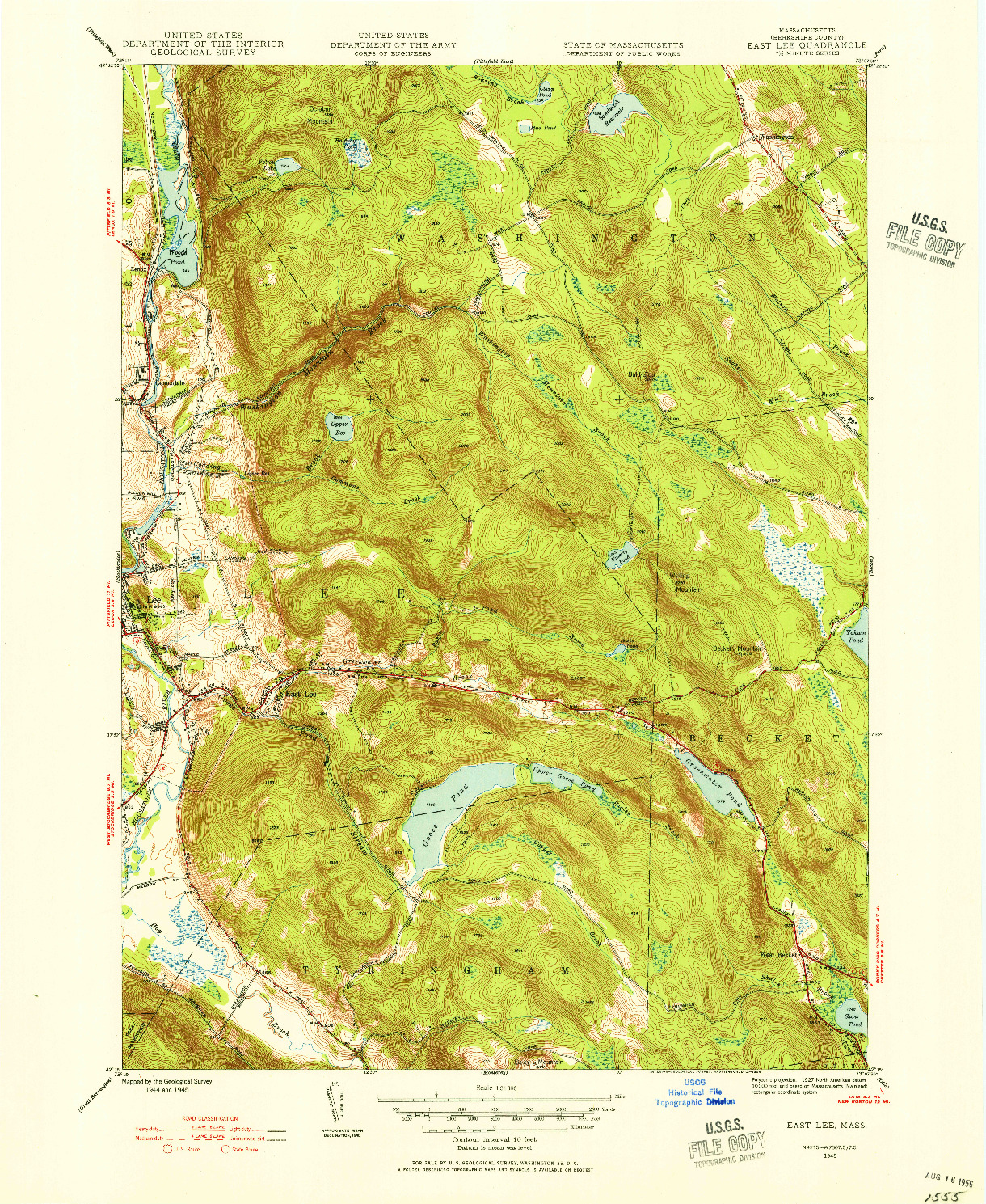 USGS 1:31680-SCALE QUADRANGLE FOR EAST LEE, MA 1945