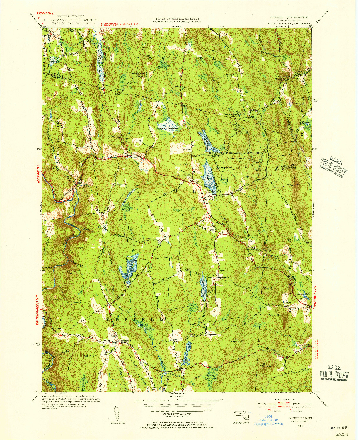 USGS 1:31680-SCALE QUADRANGLE FOR GOSHEN, MA 1955