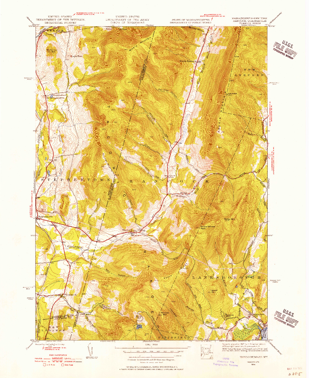 USGS 1:31680-SCALE QUADRANGLE FOR HANCOCK, MA 1944