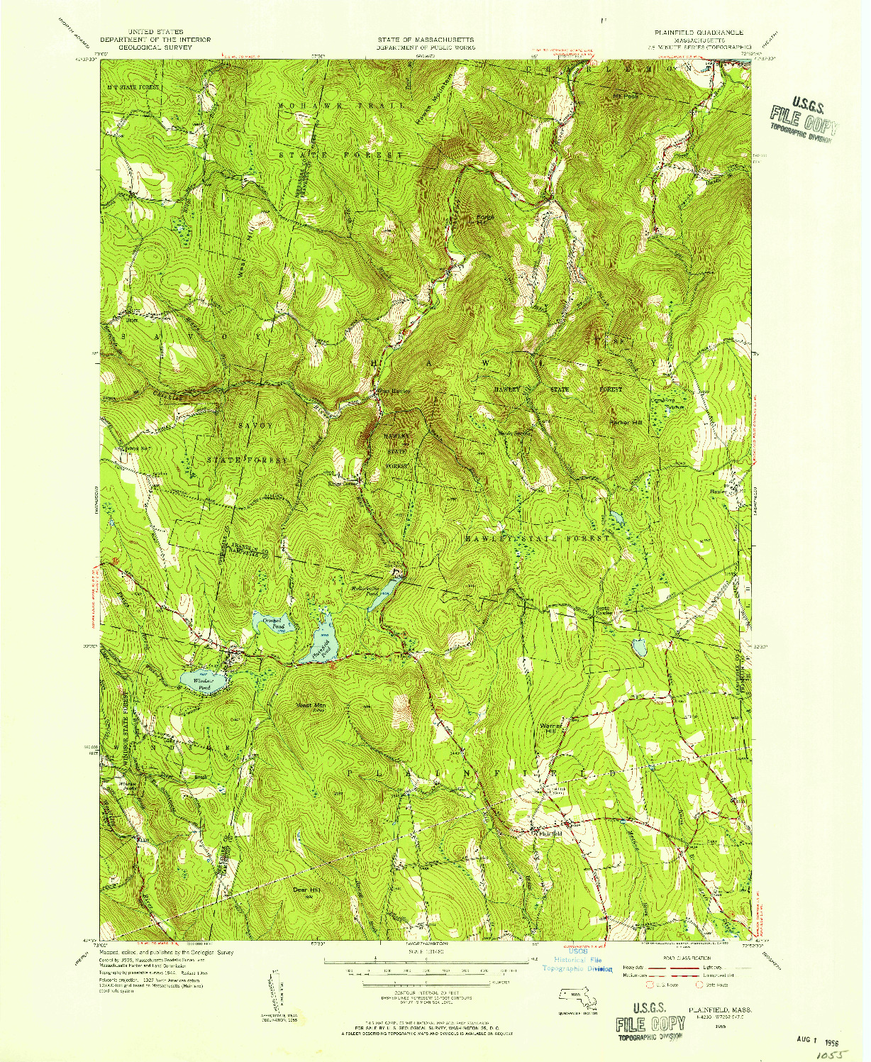 USGS 1:31680-SCALE QUADRANGLE FOR PLAINFIELD, MA 1955