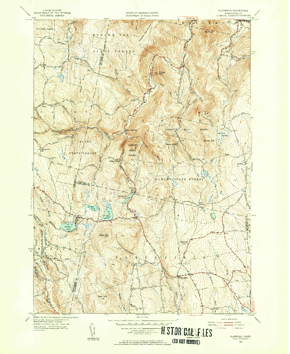 USGS 1:31680-SCALE QUADRANGLE FOR PLAINFIELD, MA 1955