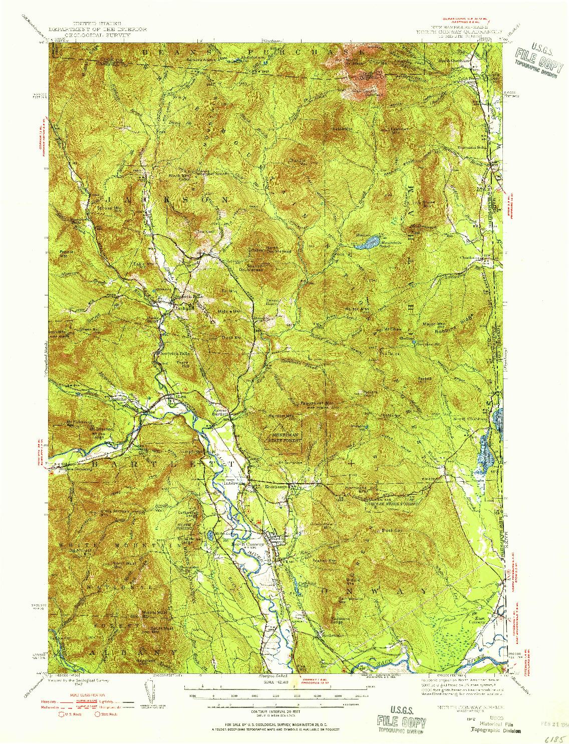 USGS 1:62500-SCALE QUADRANGLE FOR NORTH CONWAY, NH 1942