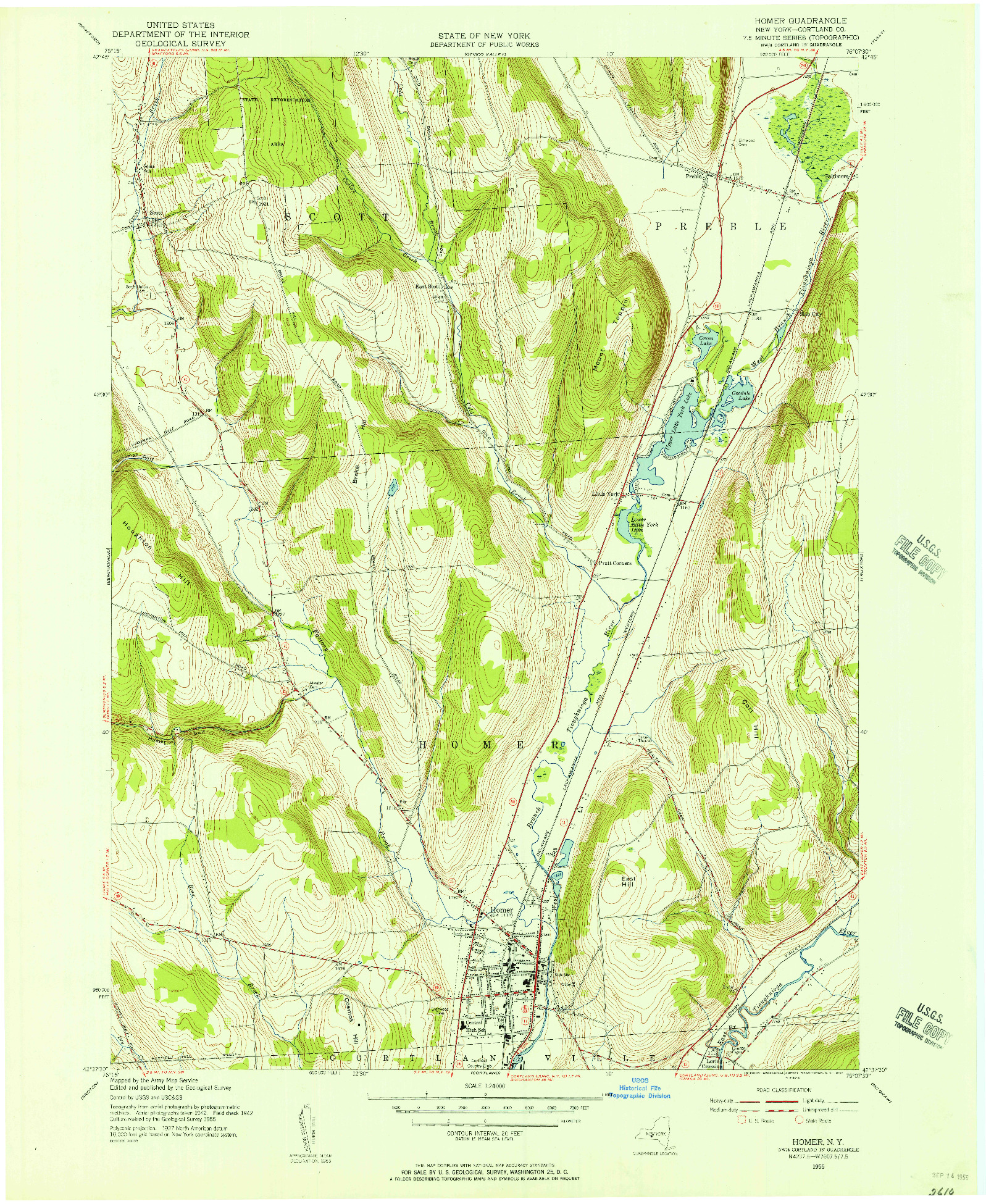 USGS 1:24000-SCALE QUADRANGLE FOR HOMER, NY 1955