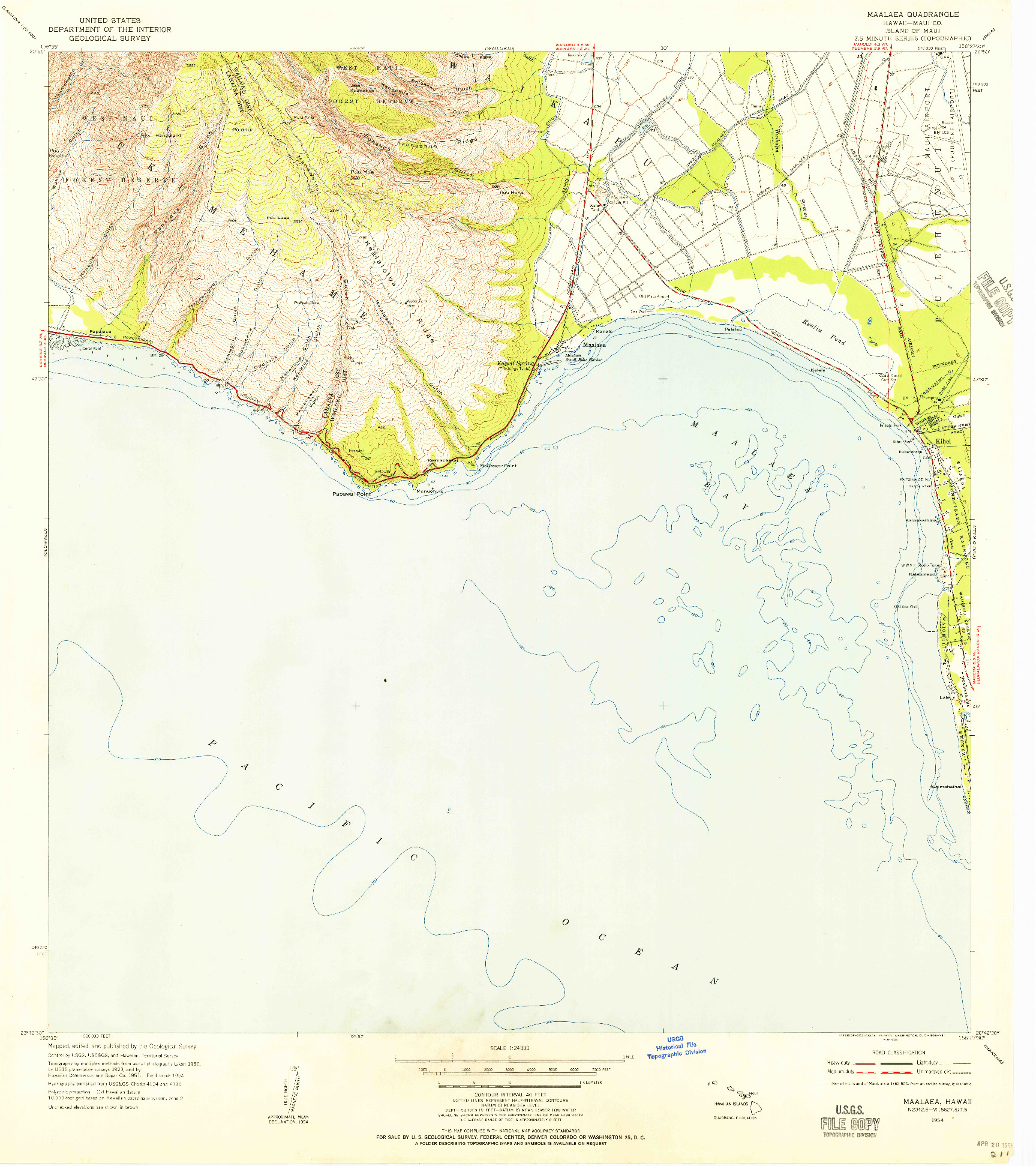 USGS 1:24000-SCALE QUADRANGLE FOR MAALAEA, HI 1954