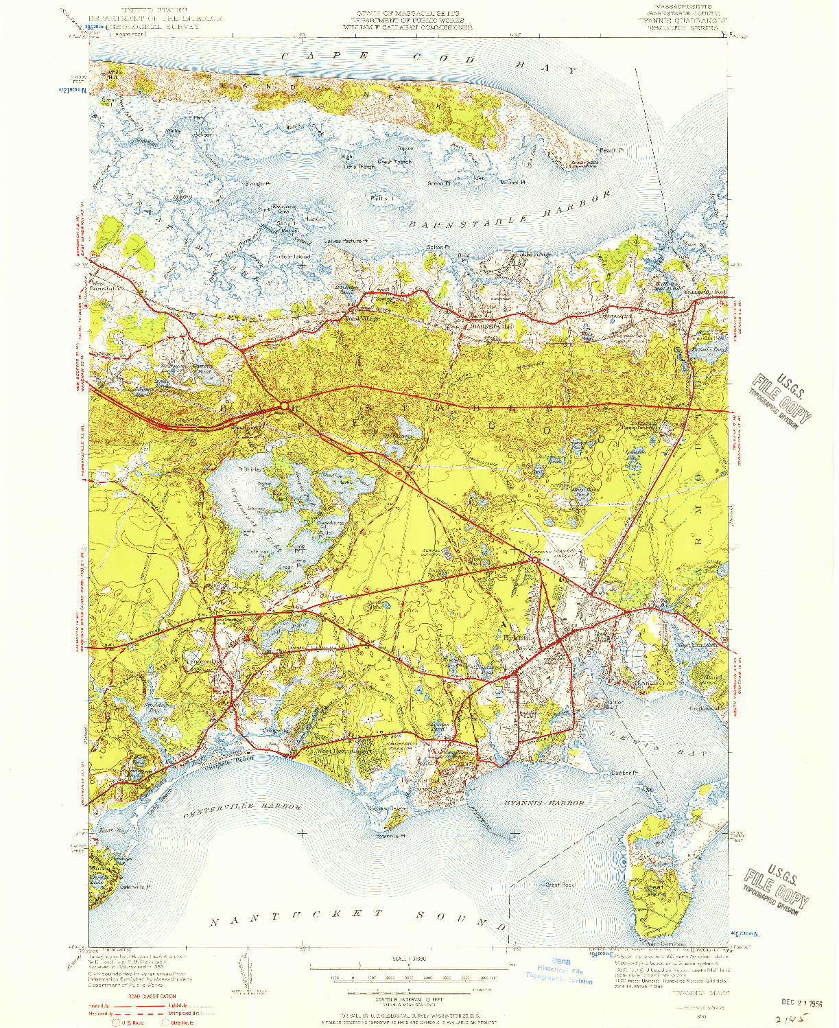 USGS 1:31680-SCALE QUADRANGLE FOR HYANNIS, MA 1950