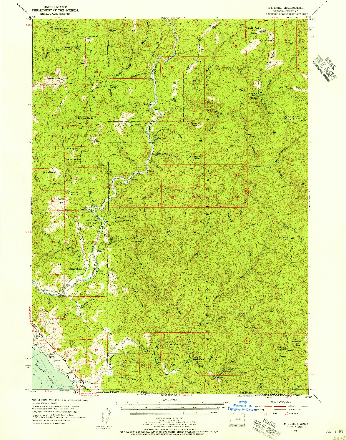 USGS 1:62500-SCALE QUADRANGLE FOR MT. EMILY, OR 1954
