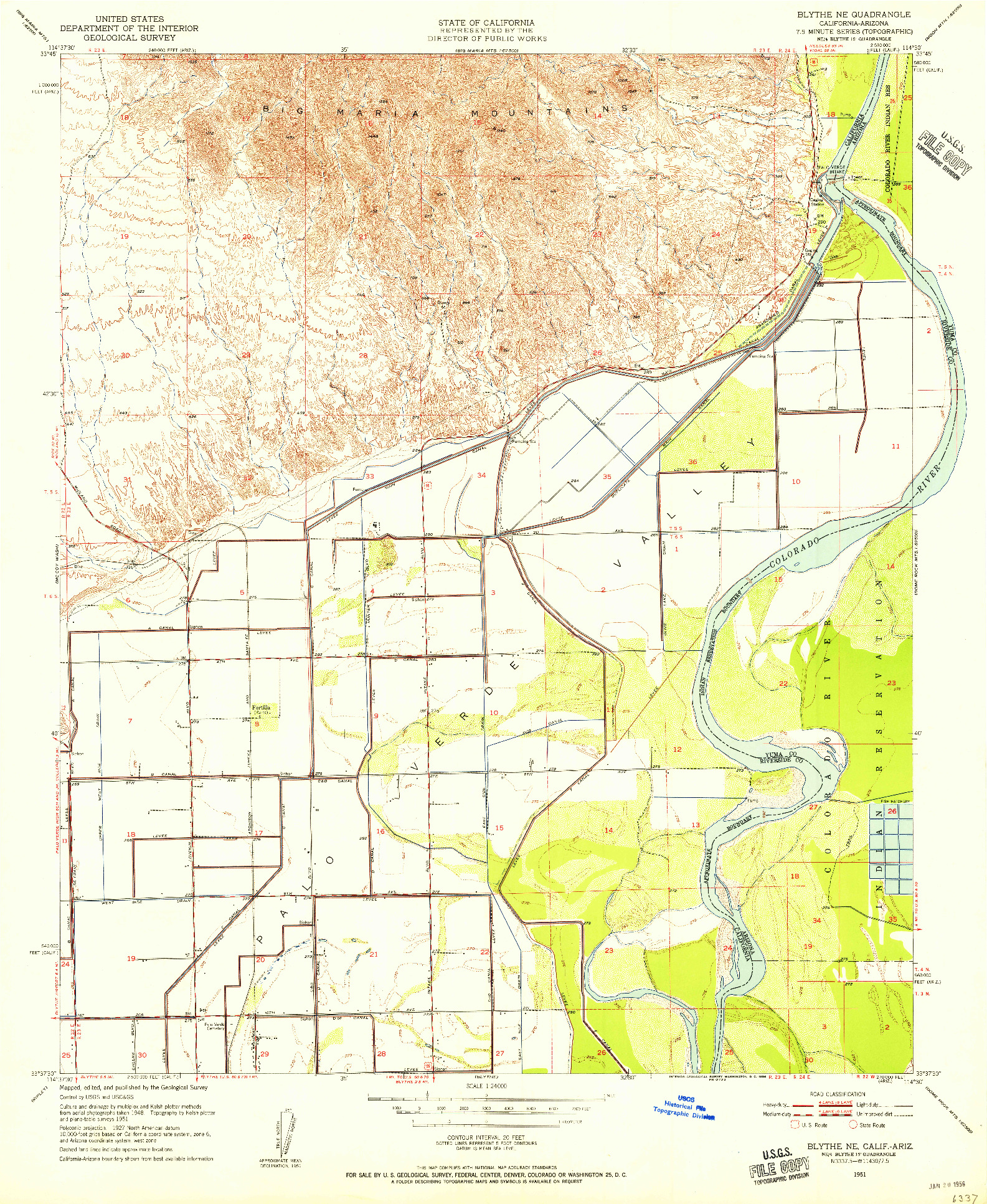 USGS 1:24000-SCALE QUADRANGLE FOR BLYTHE NE, CA 1951