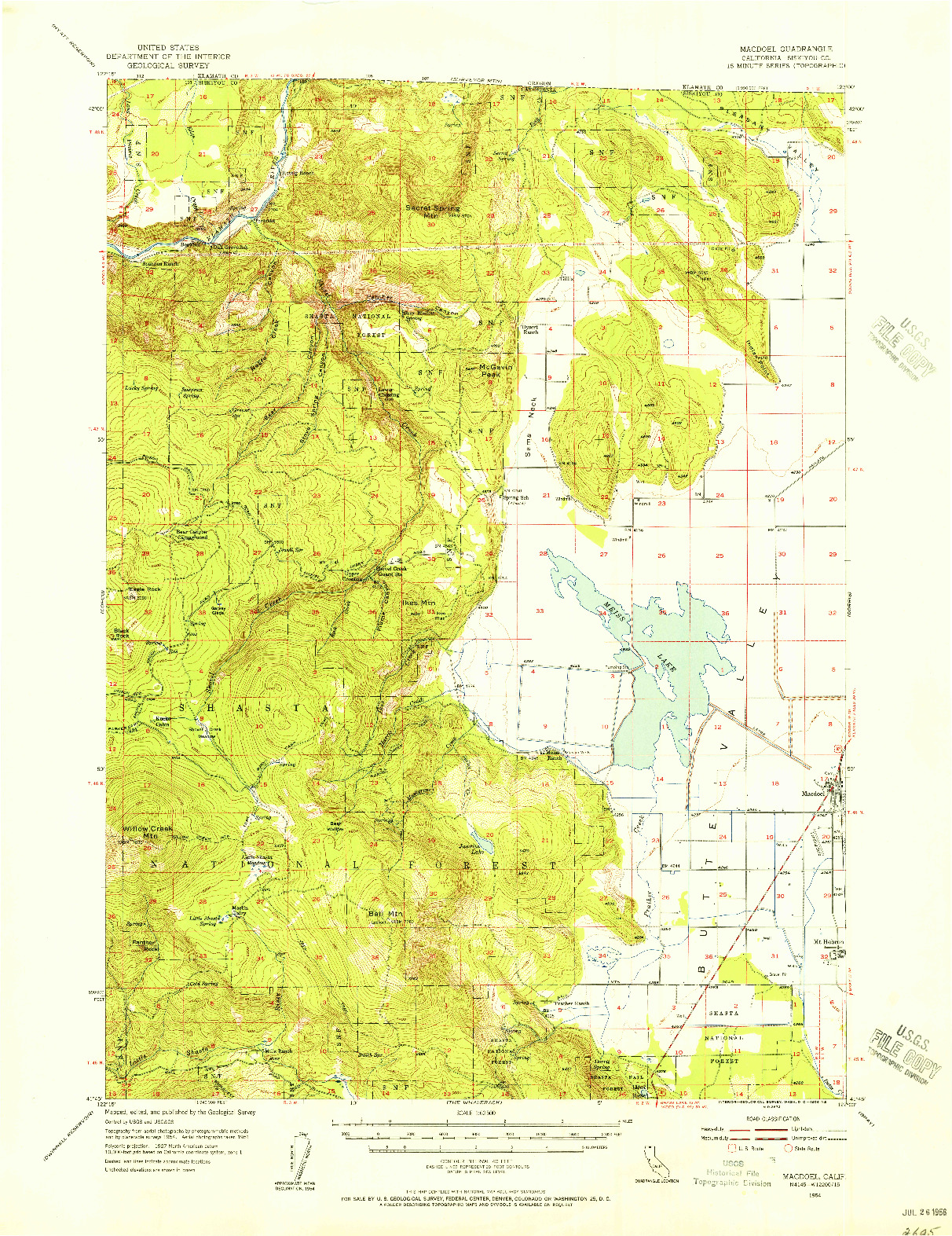 USGS 1:62500-SCALE QUADRANGLE FOR MACDOEL, CA 1954