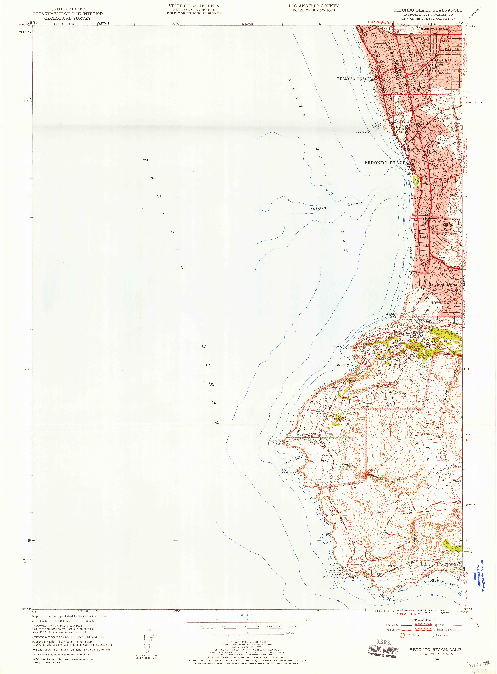 USGS 1:24000-SCALE QUADRANGLE FOR REDONDO BEACH, CA 1951