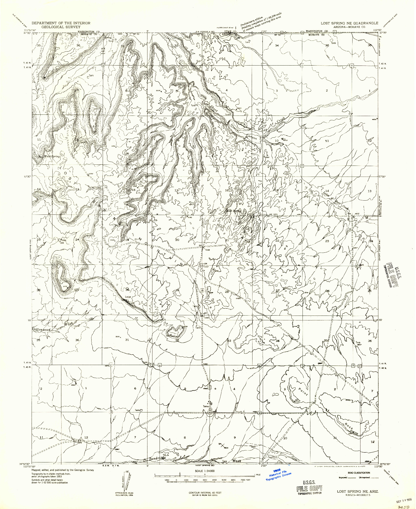 USGS 1:24000-SCALE QUADRANGLE FOR LOST SPRING NE, AZ 1956