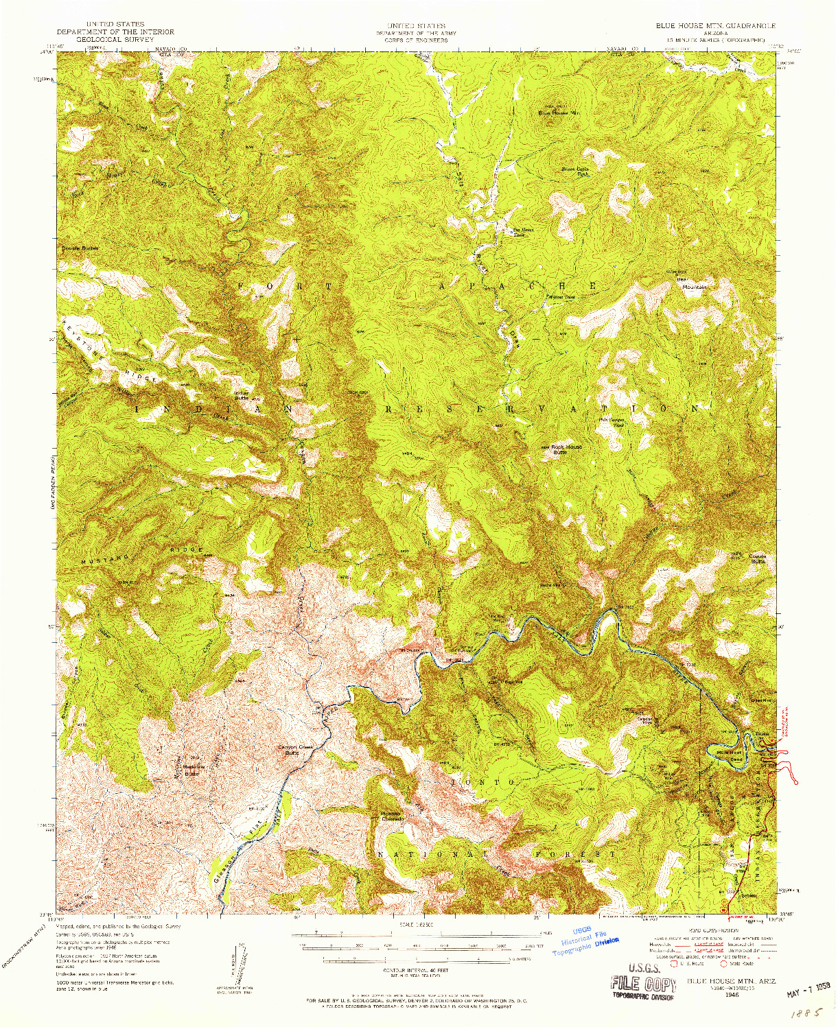 USGS 1:62500-SCALE QUADRANGLE FOR BLUE HOUSE MTN, AZ 1946