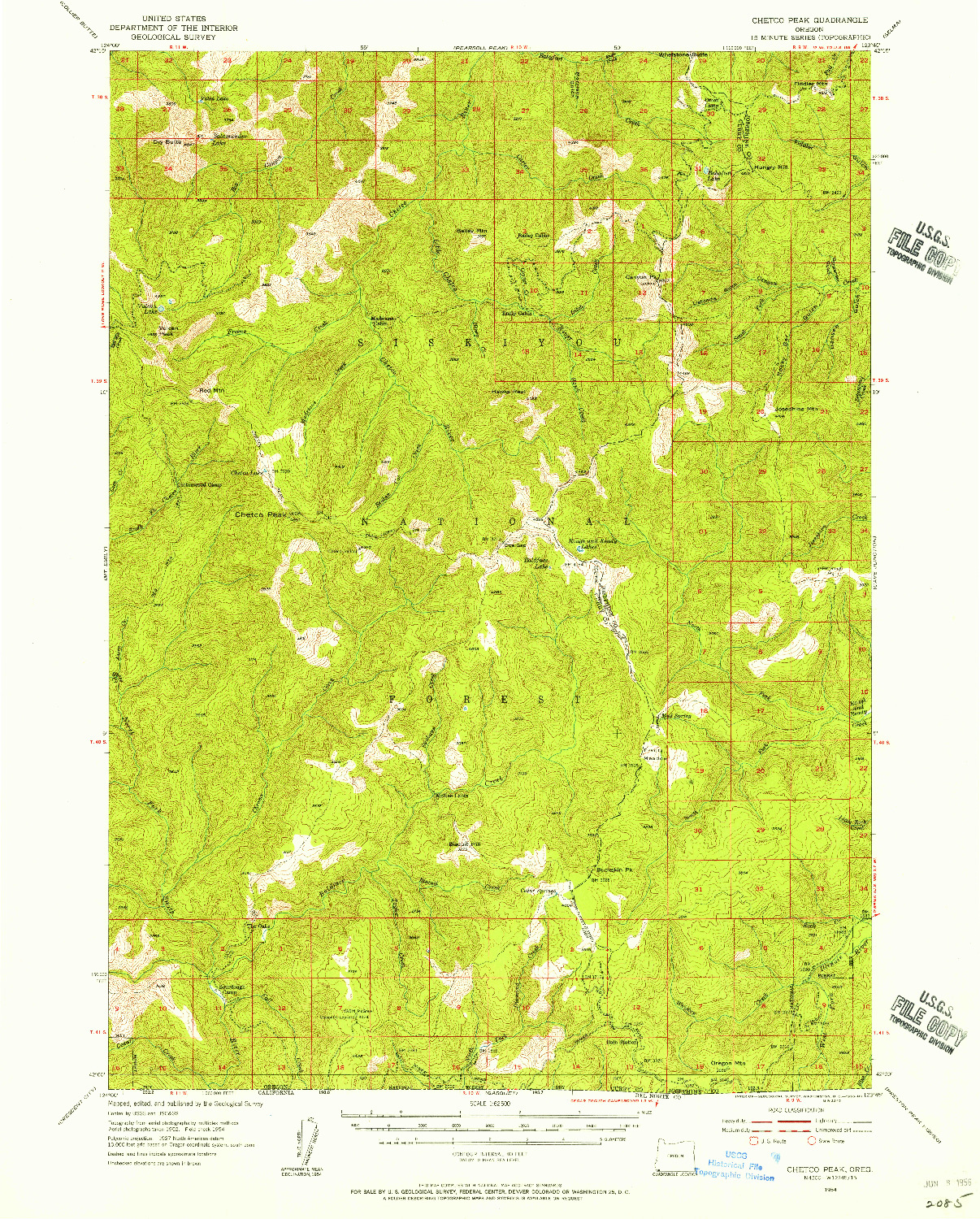USGS 1:62500-SCALE QUADRANGLE FOR CHETCO PEAK, OR 1954