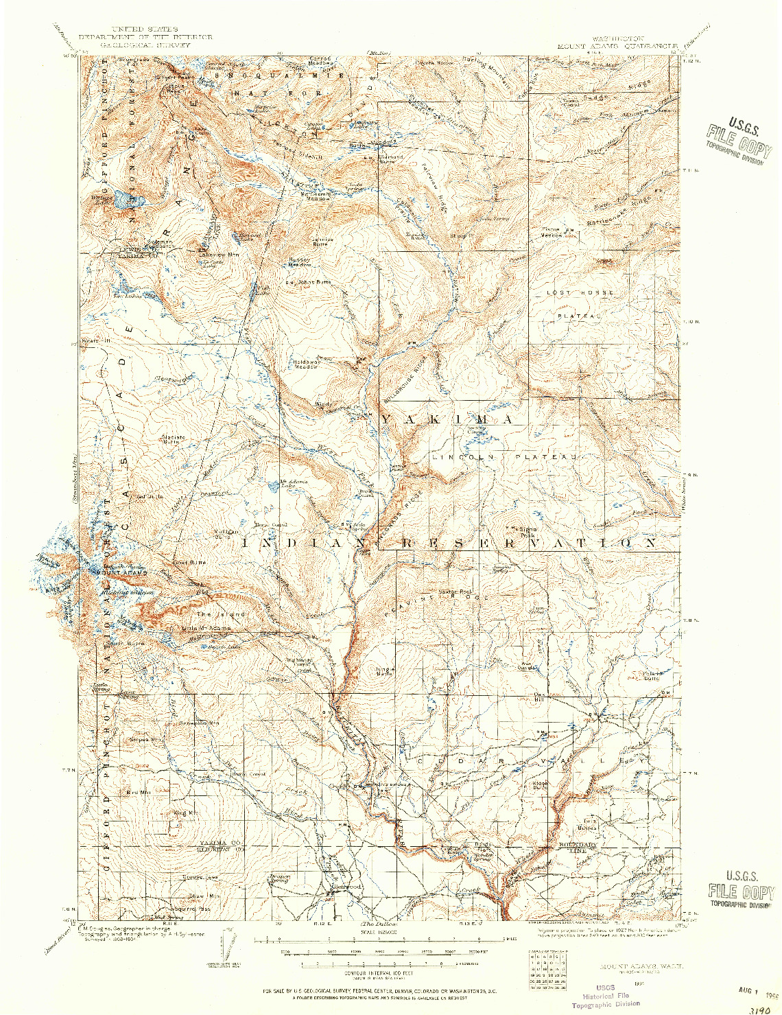 USGS 1:125000-SCALE QUADRANGLE FOR MOUNT ADAMS, WA 1904