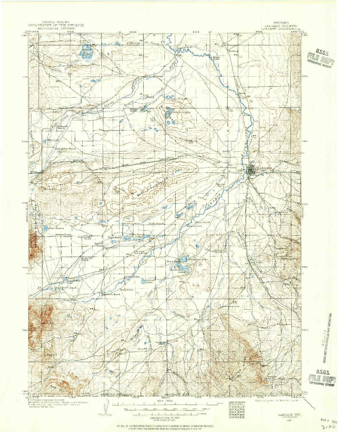 USGS 1:125000-SCALE QUADRANGLE FOR LARAMIE, WY 1906