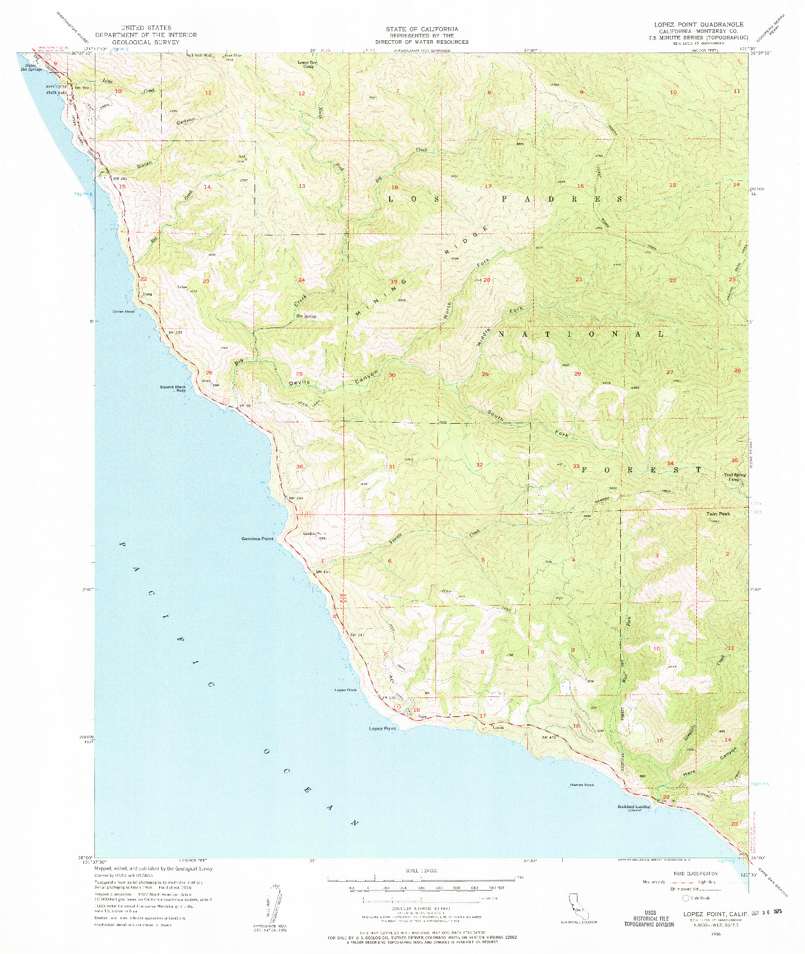 USGS 1:24000-SCALE QUADRANGLE FOR LOPEZ POINT, CA 1956