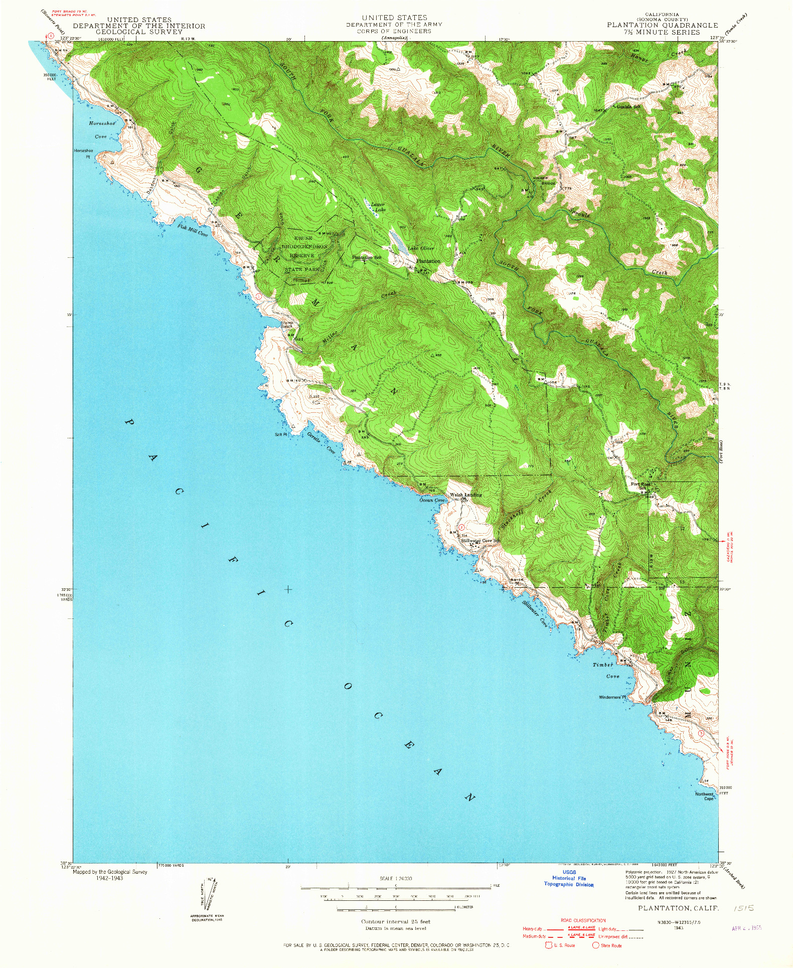 USGS 1:24000-SCALE QUADRANGLE FOR PLANTATION, CA 1943
