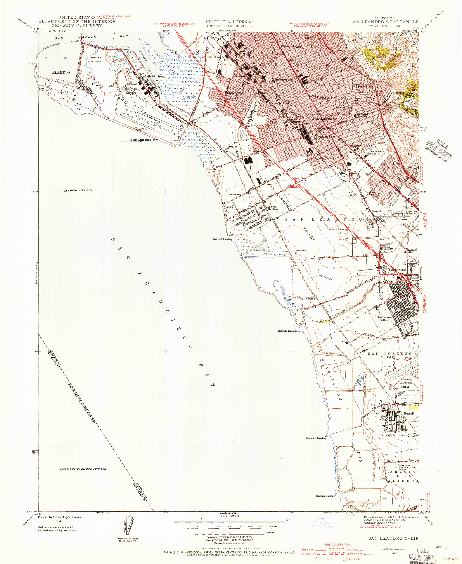 USGS 1:24000-SCALE QUADRANGLE FOR SAN LEANDRO, CA 1947