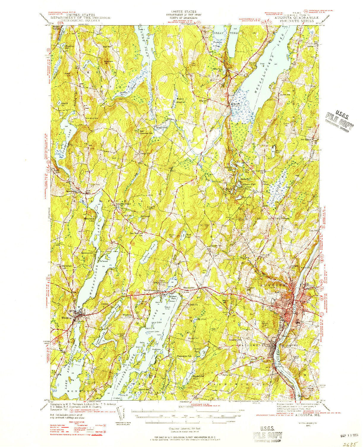 USGS 1:62500-SCALE QUADRANGLE FOR AUGUSTA, ME 1941