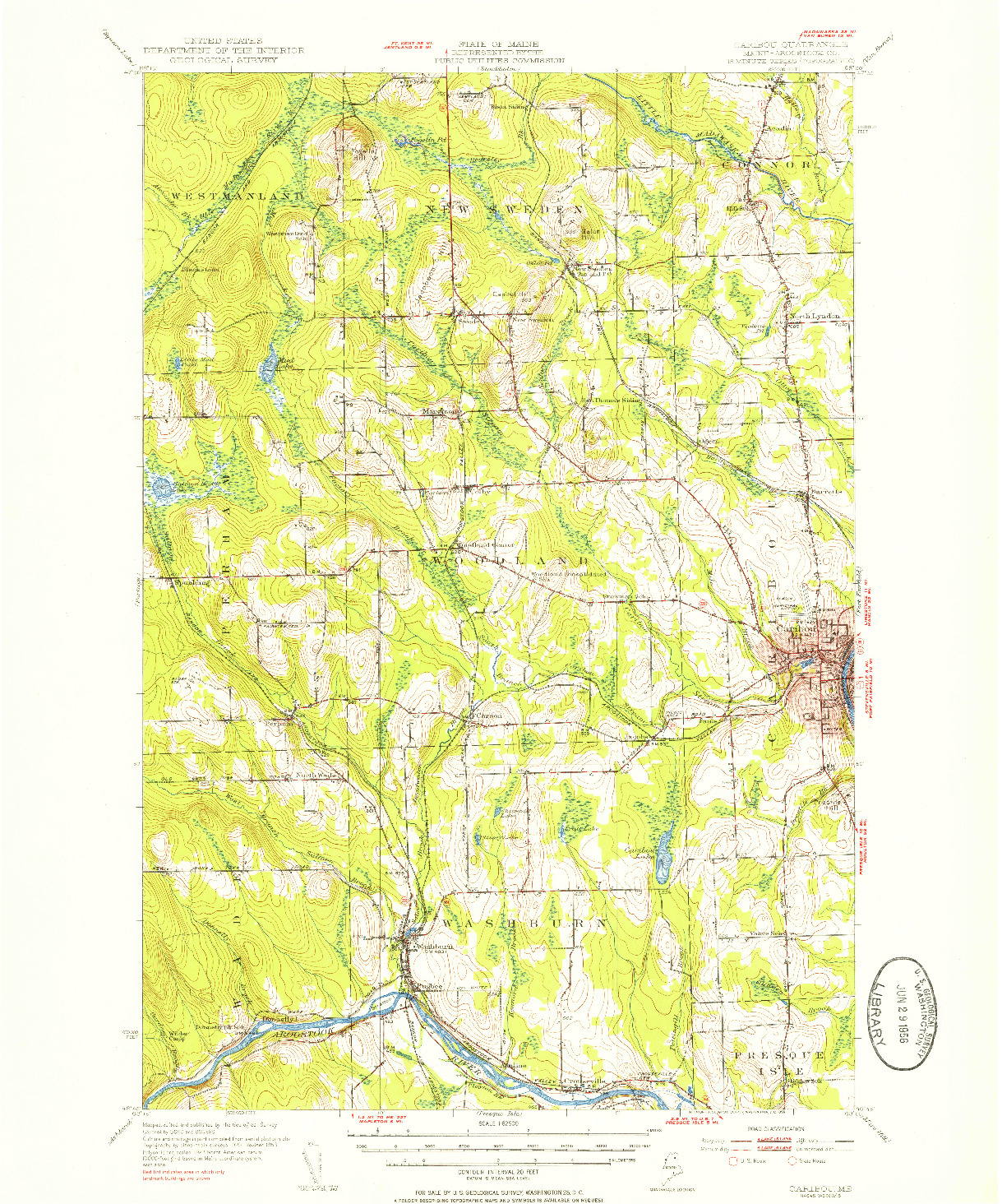 USGS 1:62500-SCALE QUADRANGLE FOR CARIBOU, ME 1953