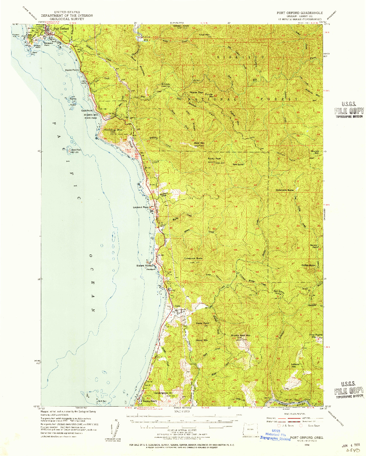 USGS 1:62500-SCALE QUADRANGLE FOR PORT ORFORD, OR 1954