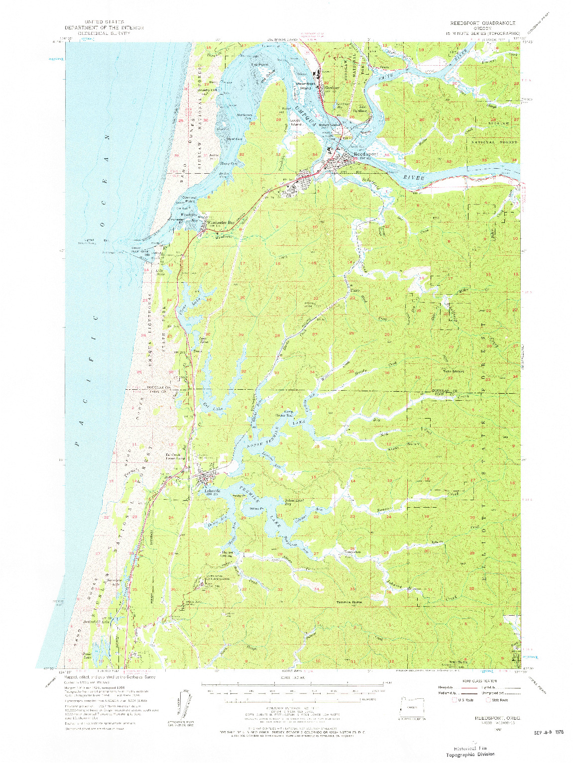 USGS 1:62500-SCALE QUADRANGLE FOR REEDSPORT, OR 1956