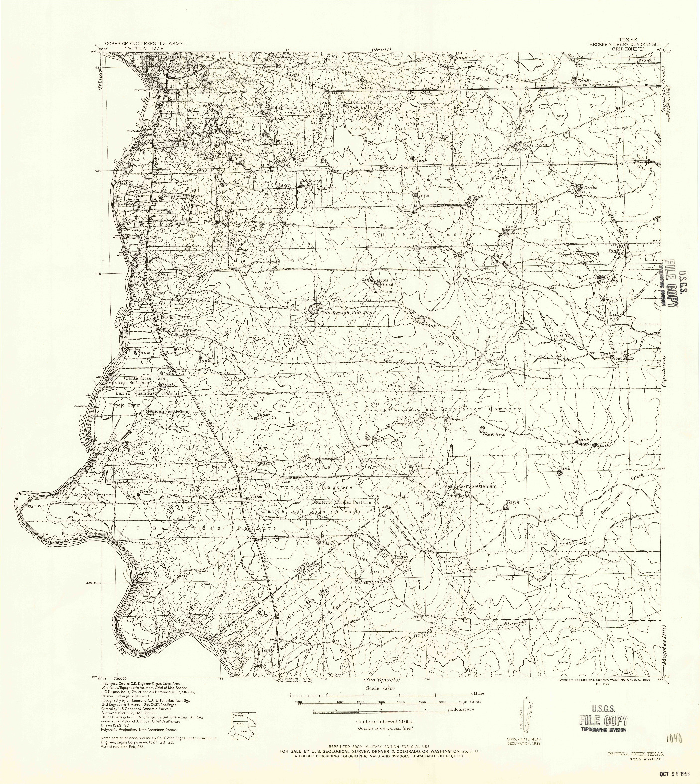 USGS 1:62500-SCALE QUADRANGLE FOR BECERRA CREEK, TX 1933