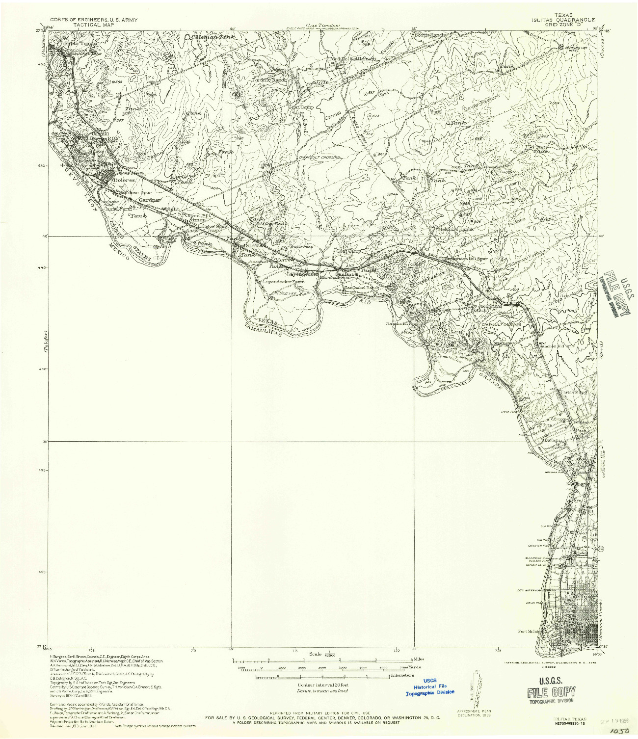 USGS 1:62500-SCALE QUADRANGLE FOR ISLITAS, TX 1956