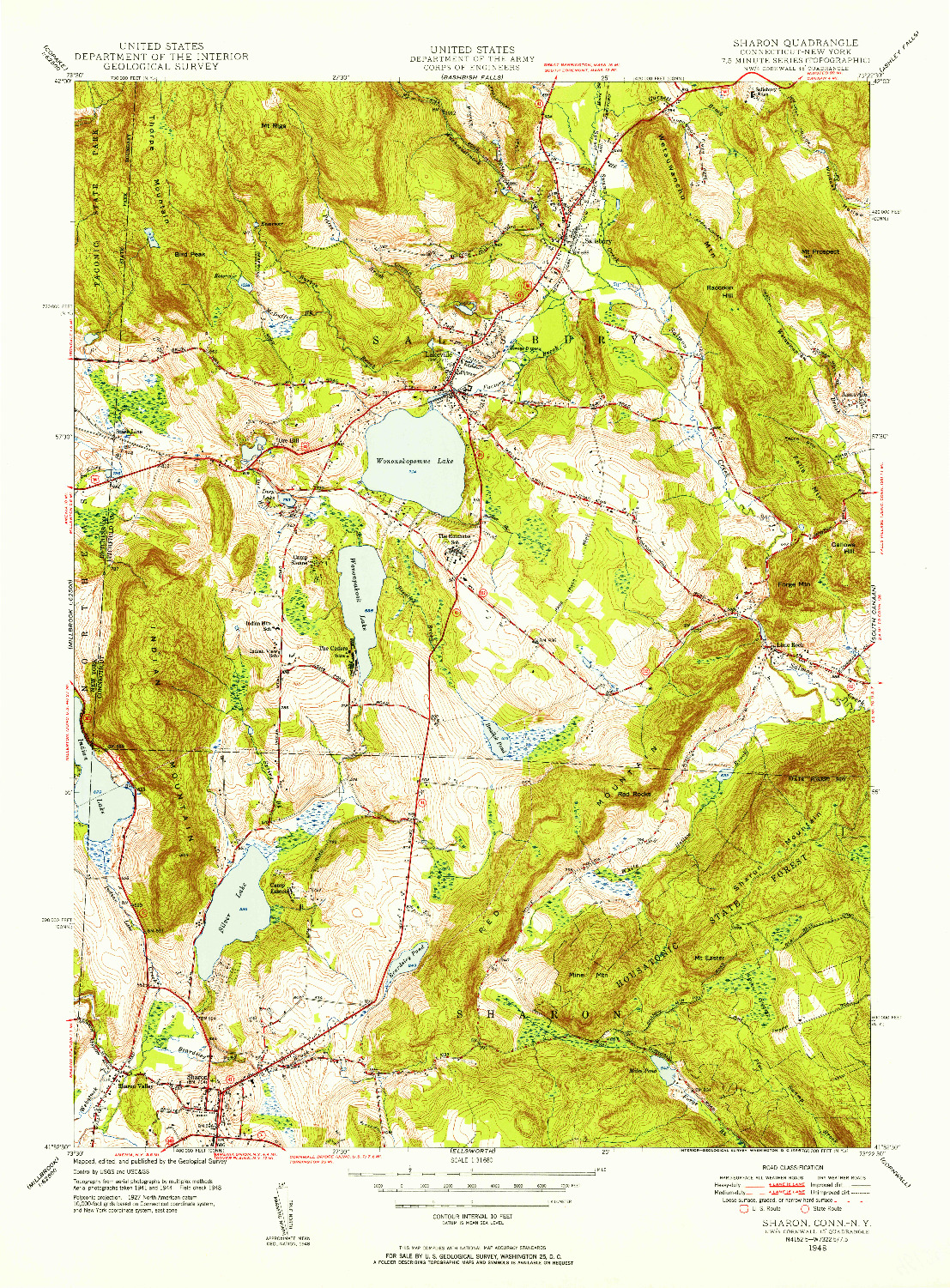 USGS 1:31680-SCALE QUADRANGLE FOR SHARON, CT 1948