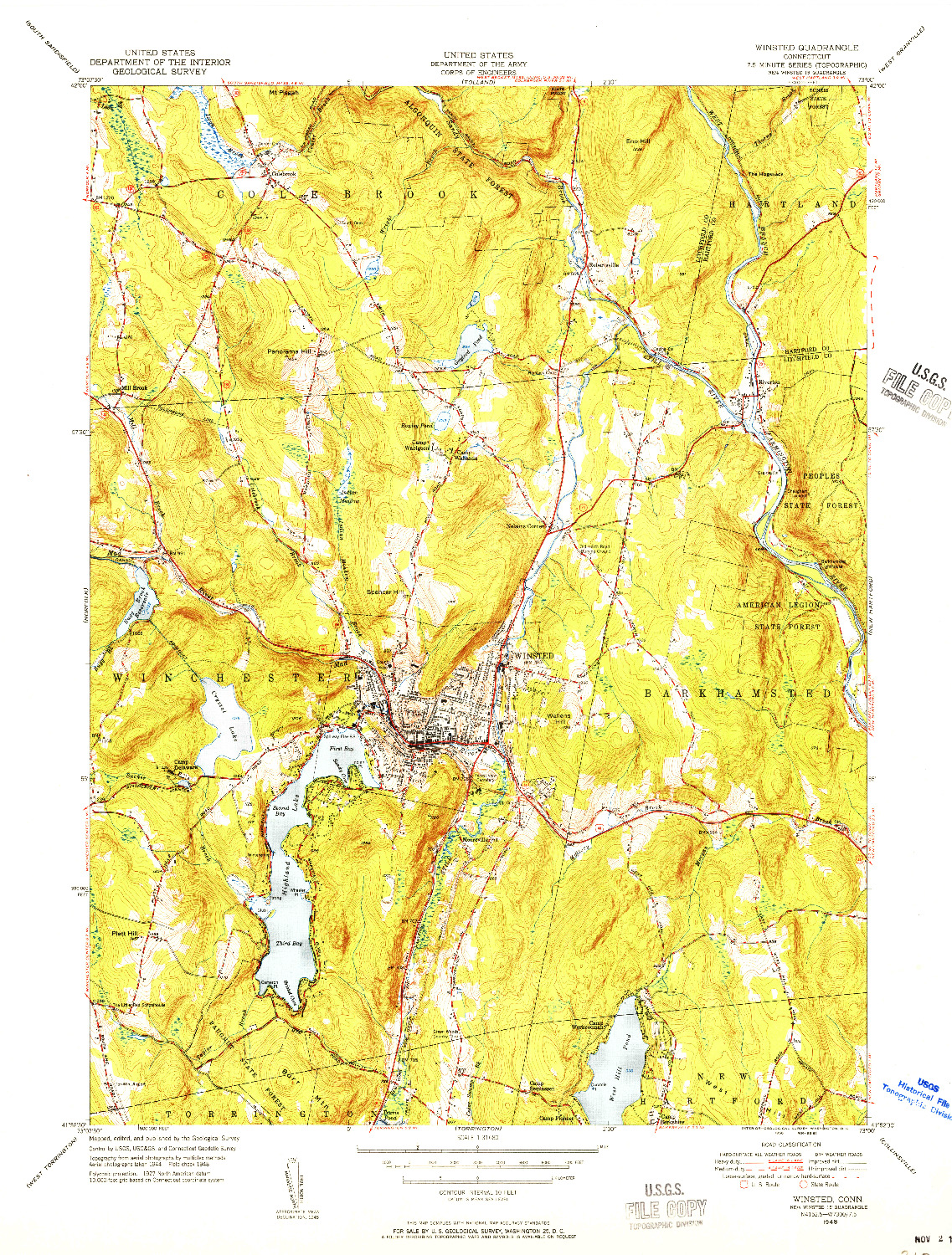 USGS 1:31680-SCALE QUADRANGLE FOR WINSTED, CT 1948