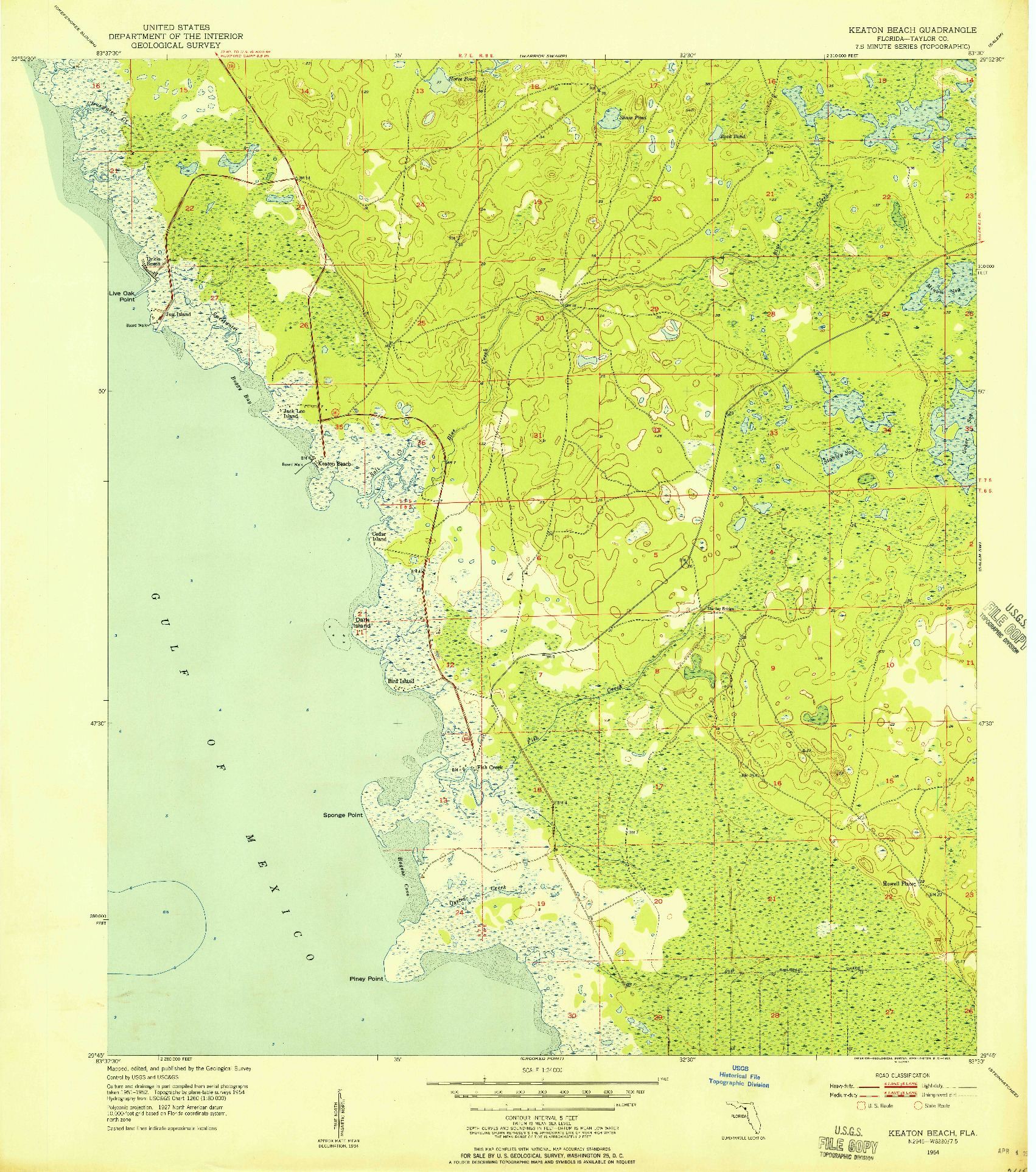 USGS 1:24000-SCALE QUADRANGLE FOR KEATON BEACH, FL 1954