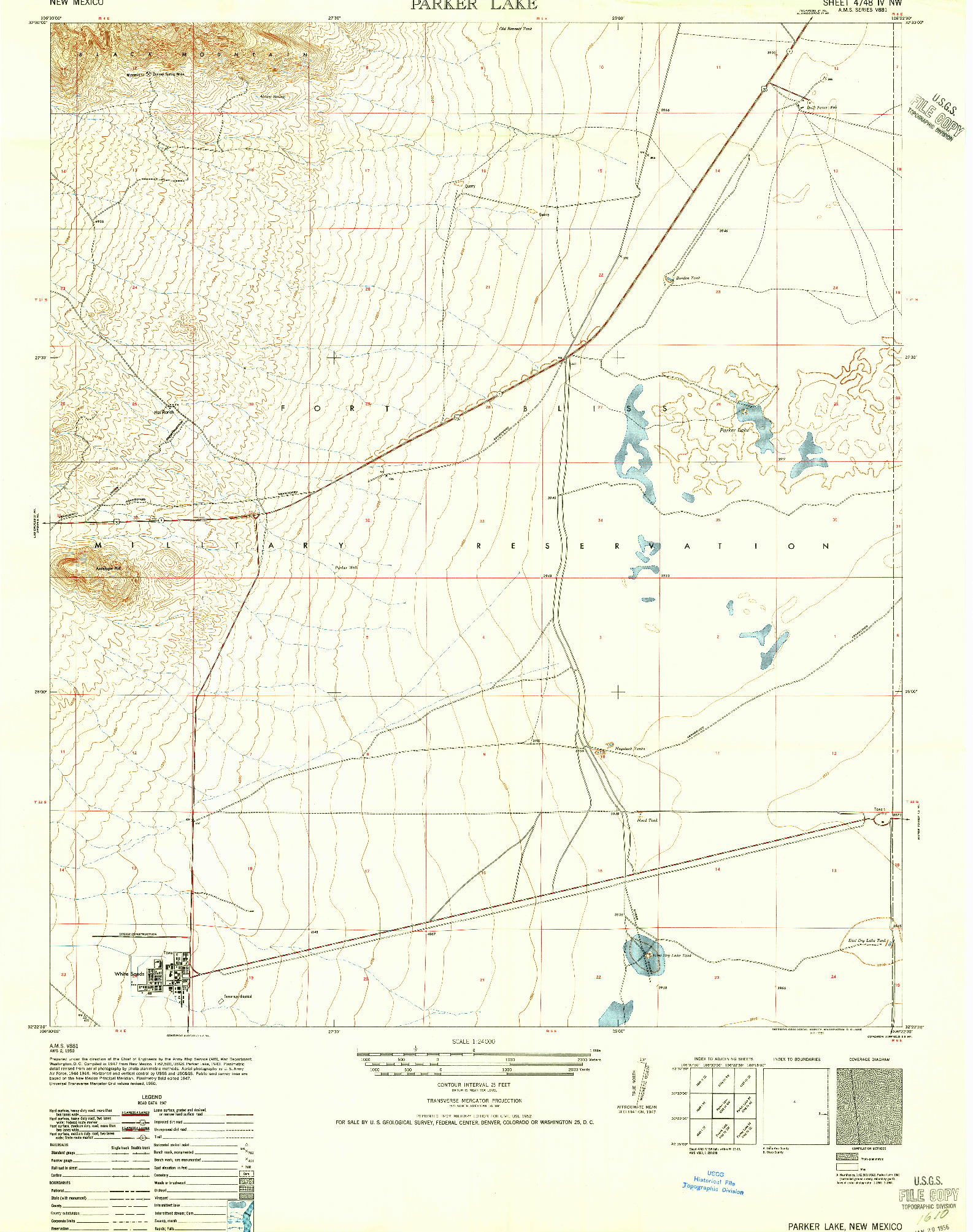 USGS 1:24000-SCALE QUADRANGLE FOR PARKER LAKE, NM 1956