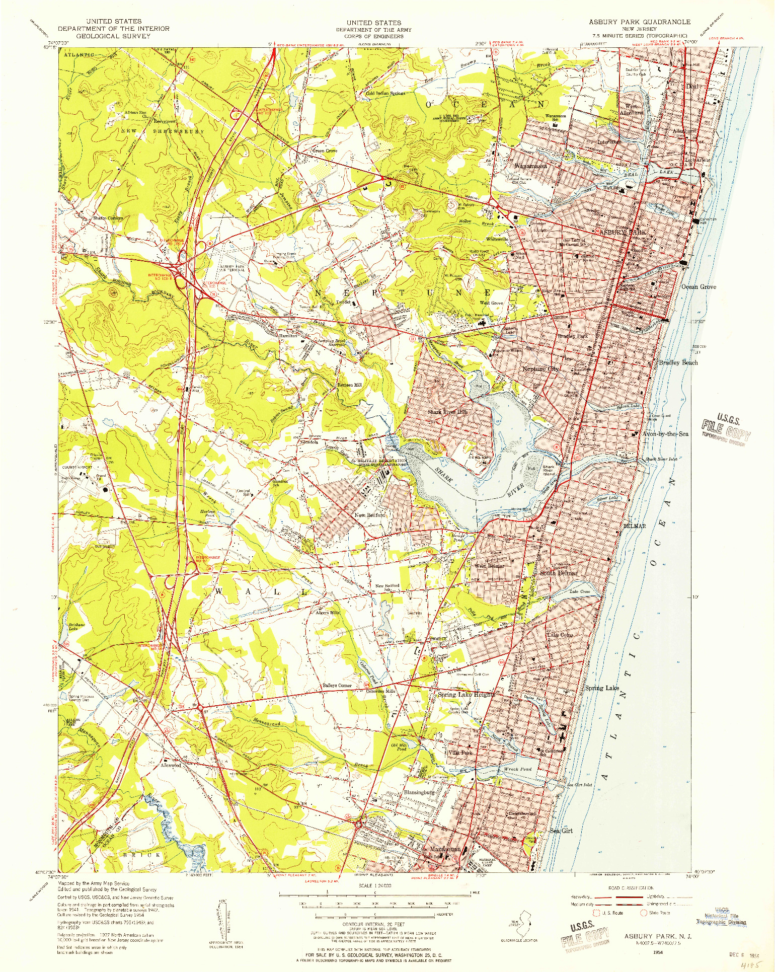 USGS 1:24000-SCALE QUADRANGLE FOR ASBURY PARK, NJ 1954