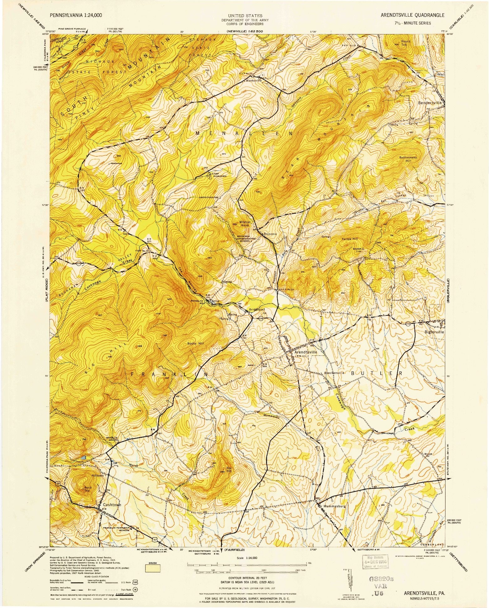 USGS 1:24000-SCALE QUADRANGLE FOR ARENDTSVILLE, PA 1944
