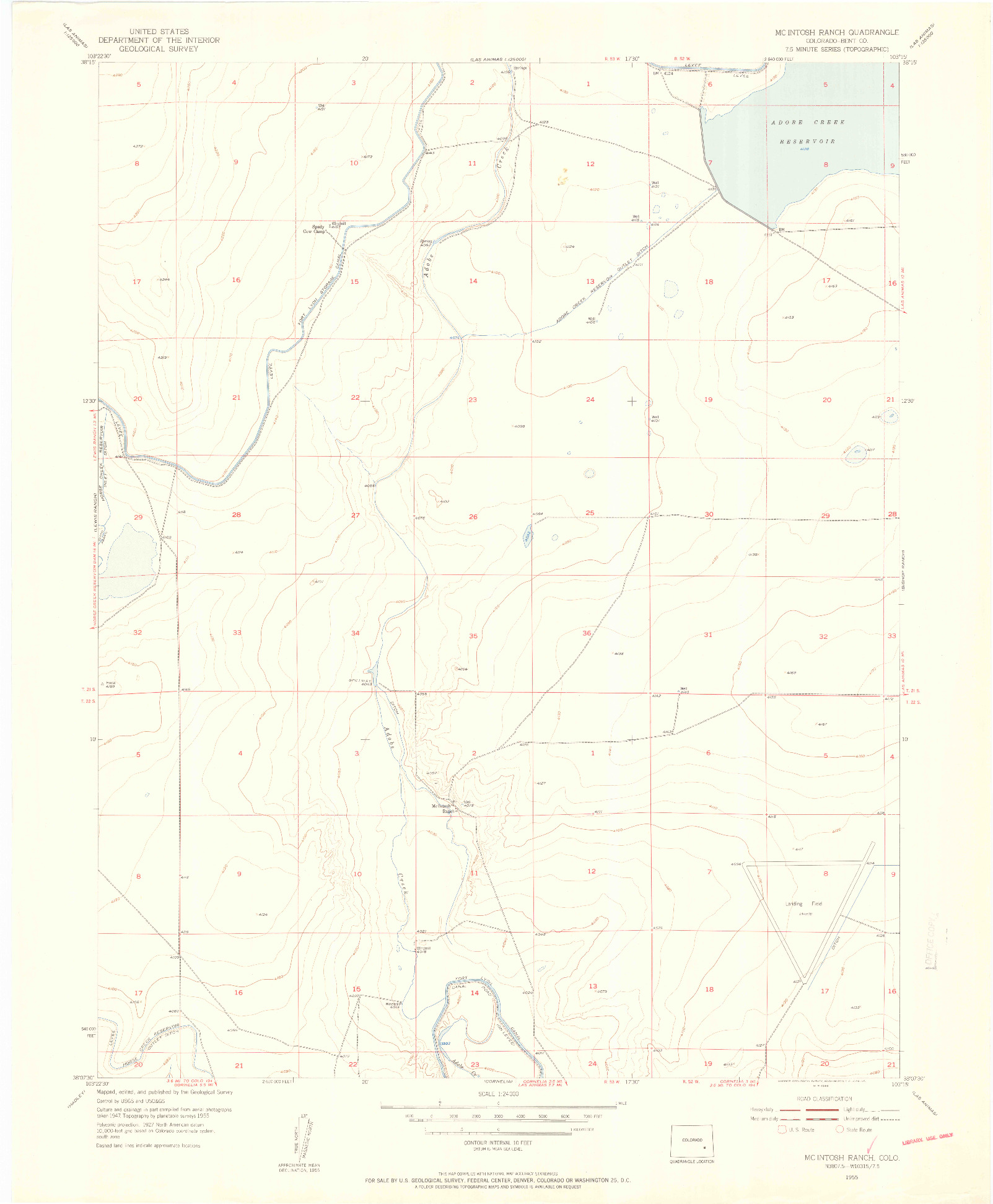USGS 1:24000-SCALE QUADRANGLE FOR MC INTOSH RANCH, CO 1955