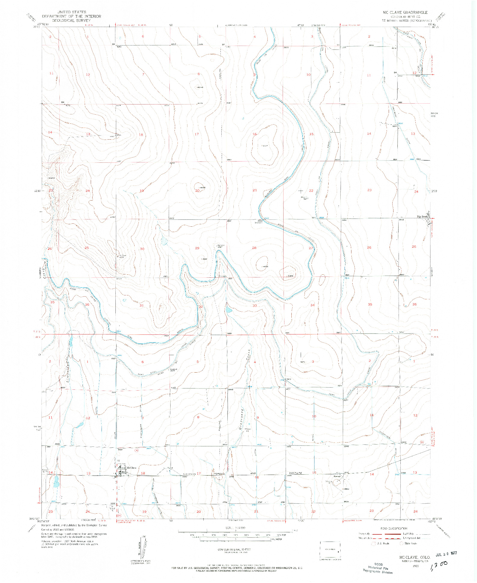 USGS 1:24000-SCALE QUADRANGLE FOR MCCLAVE, CO 1955