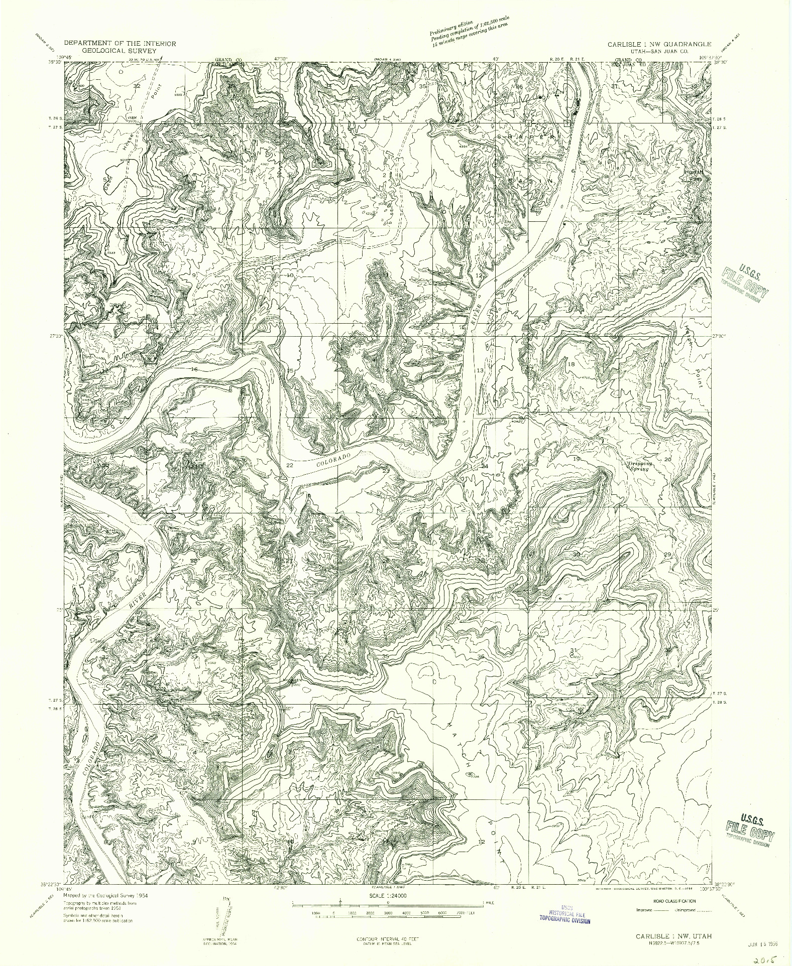 USGS 1:24000-SCALE QUADRANGLE FOR CARLISLE 1 NW, UT 1954