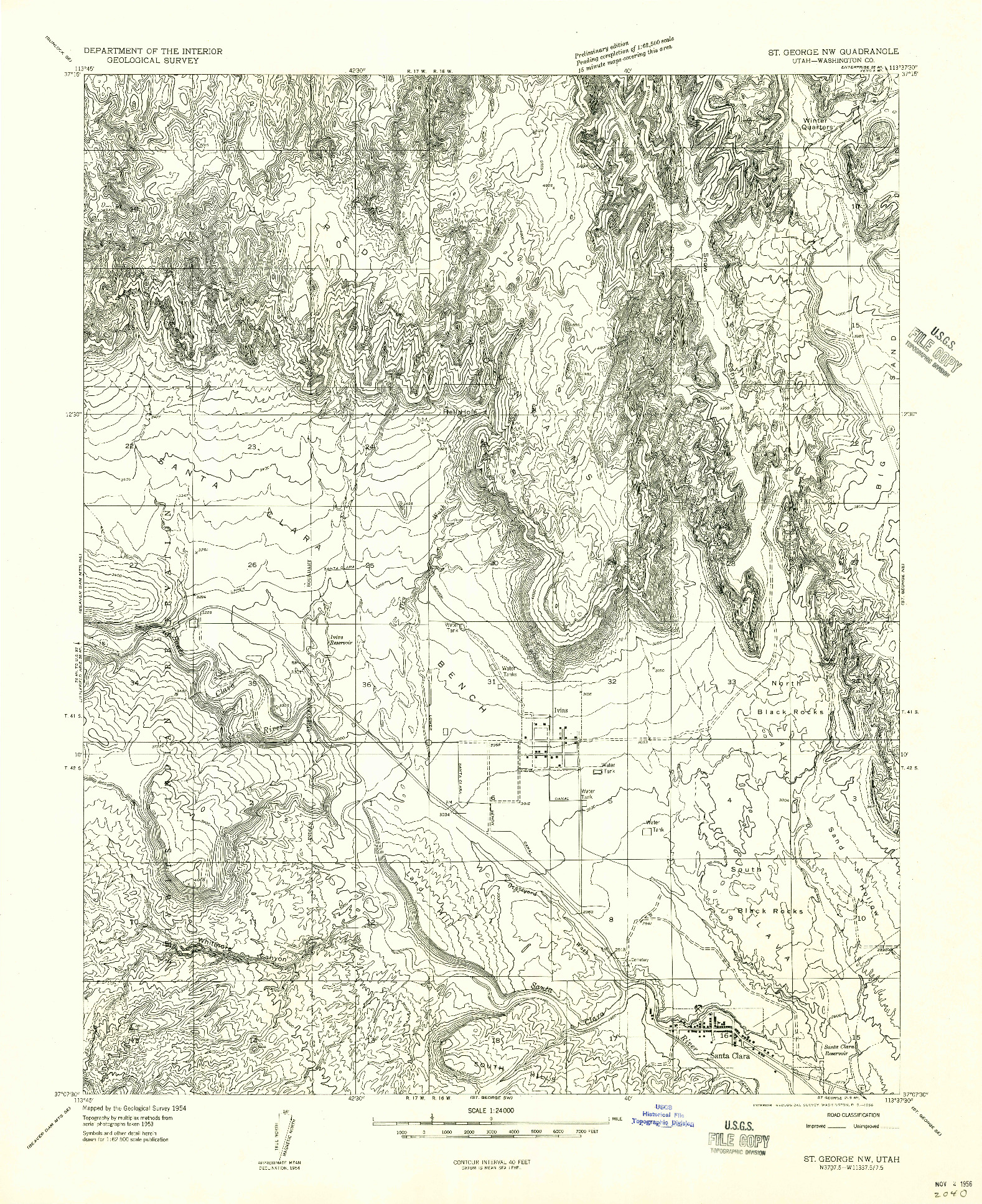 USGS 1:24000-SCALE QUADRANGLE FOR ST. GEORGE NW, UT 1956