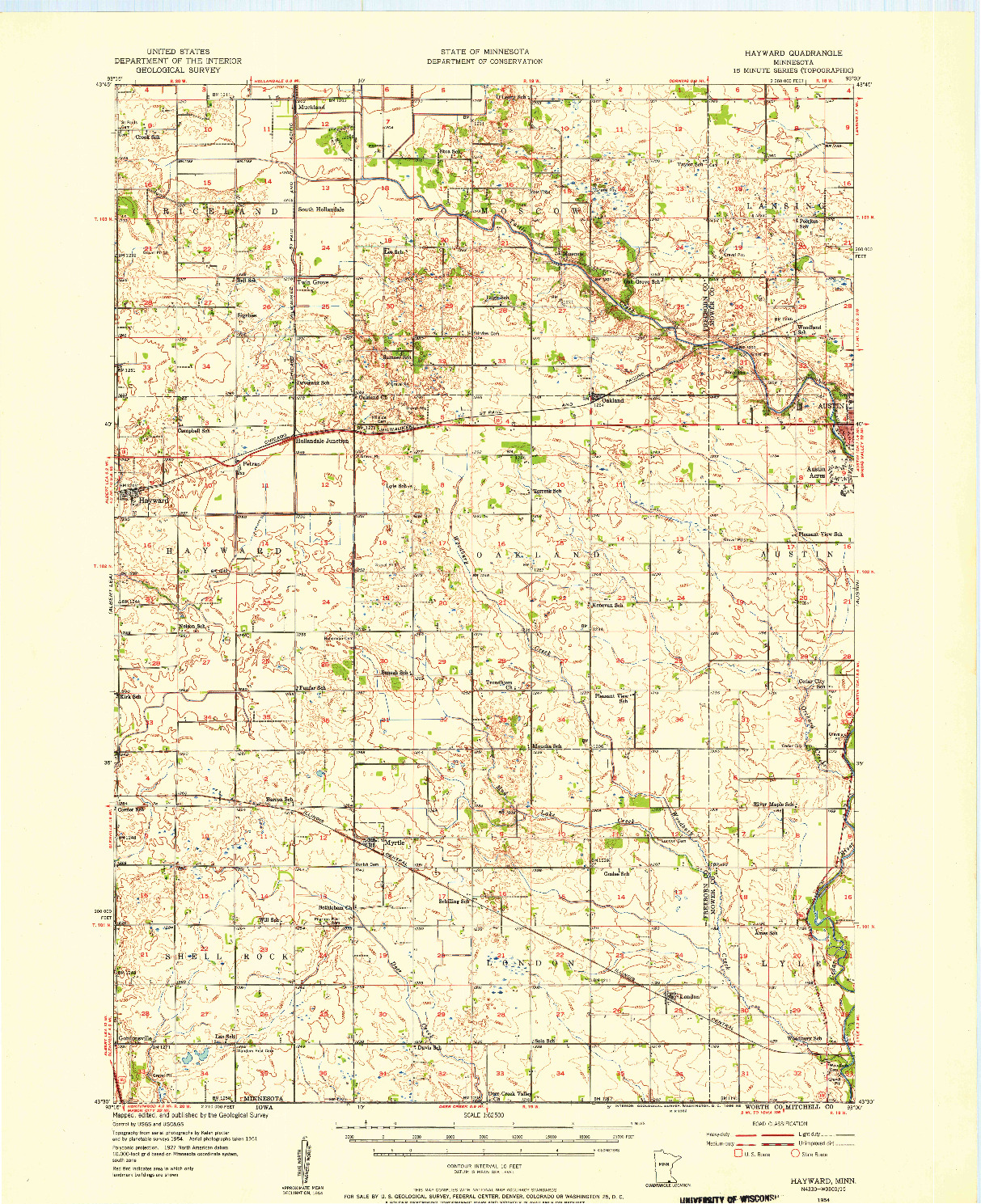 USGS 1:62500-SCALE QUADRANGLE FOR HAYWARD, MN 1954
