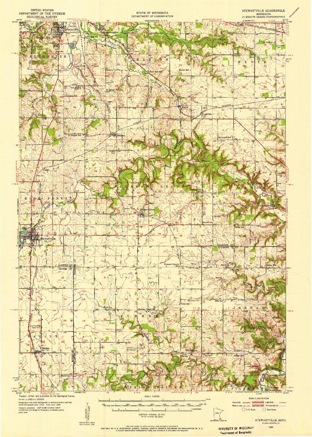 USGS 1:62500-SCALE QUADRANGLE FOR STEWARTVILLE, MN 1955