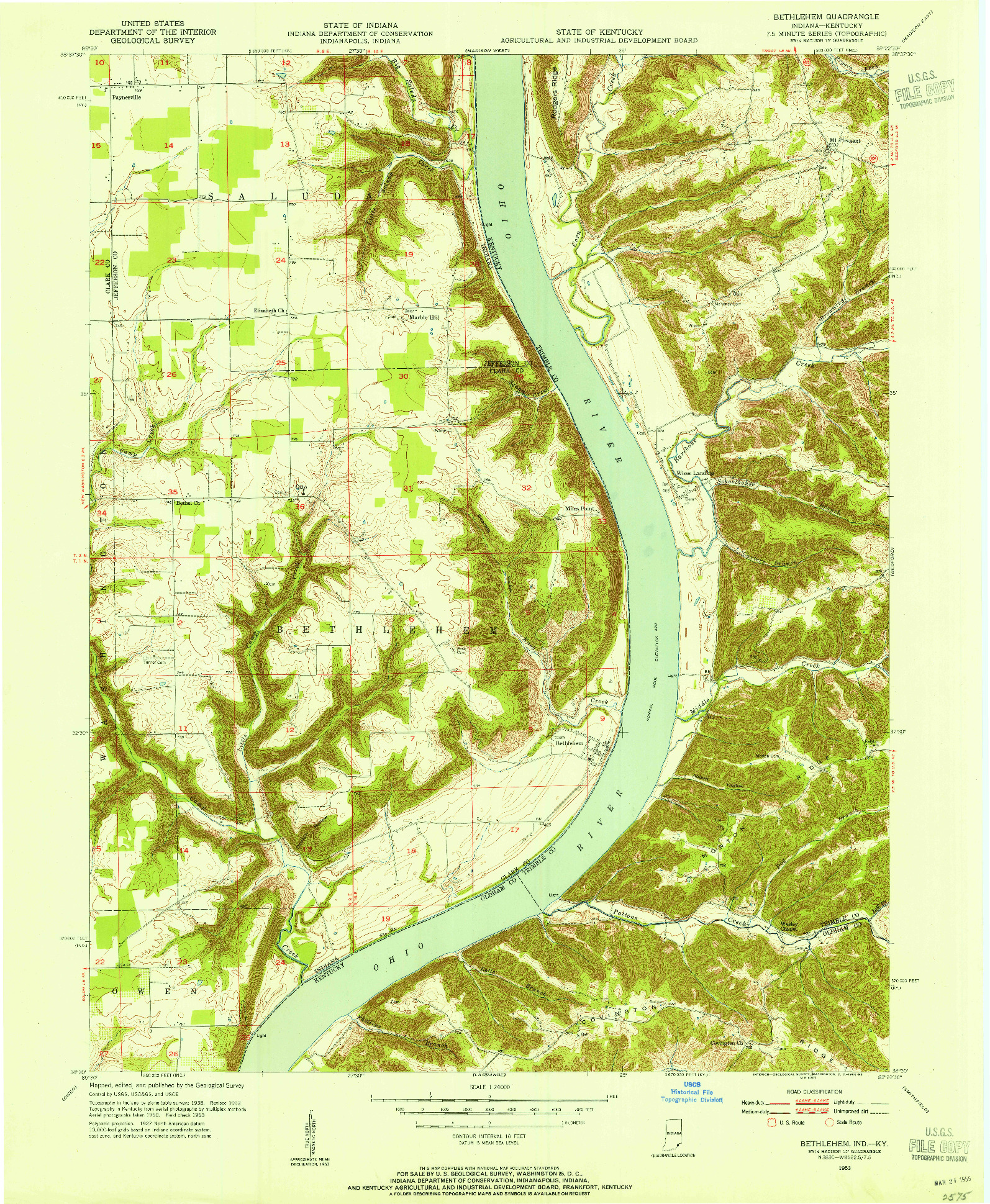 USGS 1:24000-SCALE QUADRANGLE FOR BETHLEHEM, IN 1953