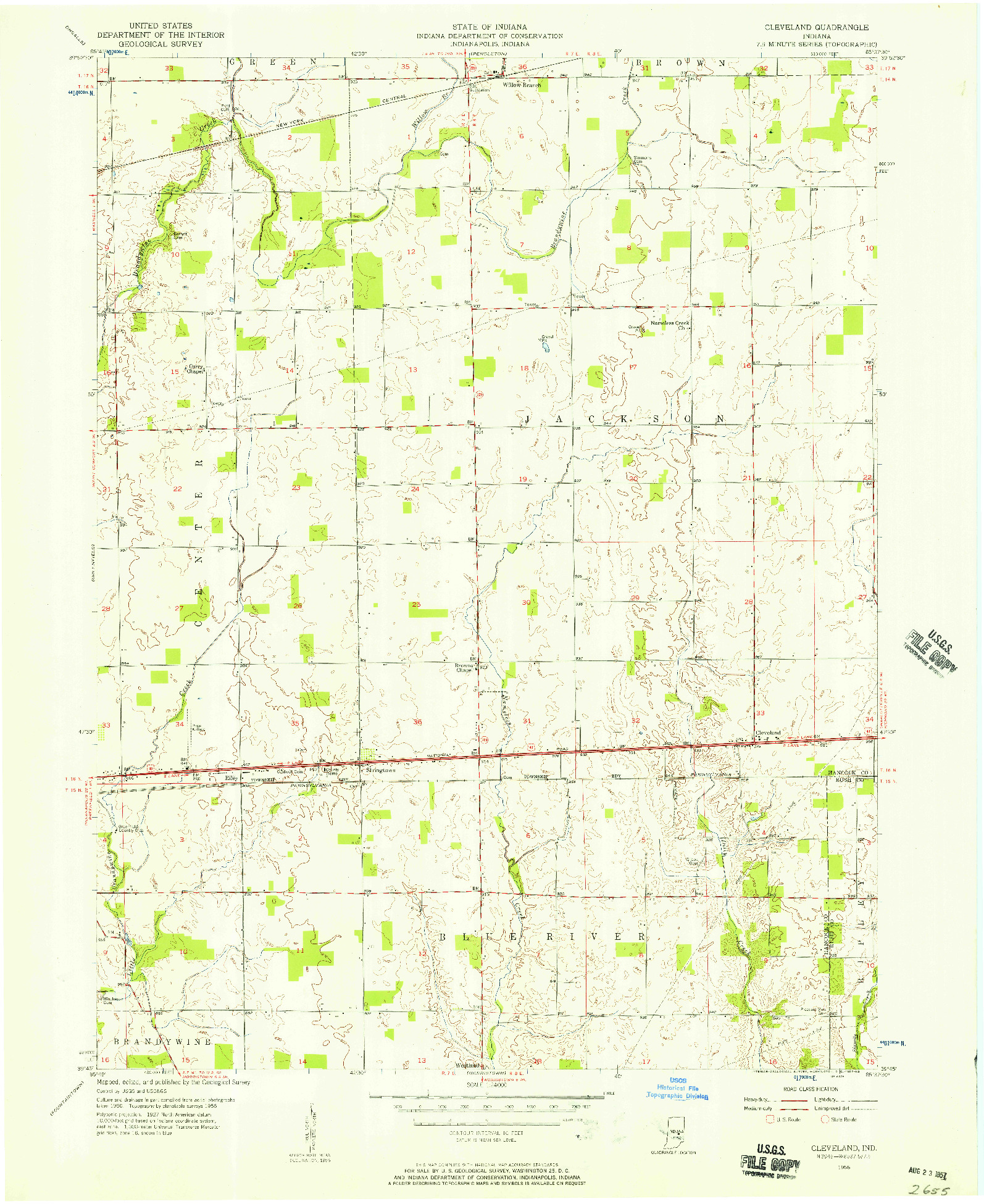 USGS 1:24000-SCALE QUADRANGLE FOR CLEVELAND, IN 1956