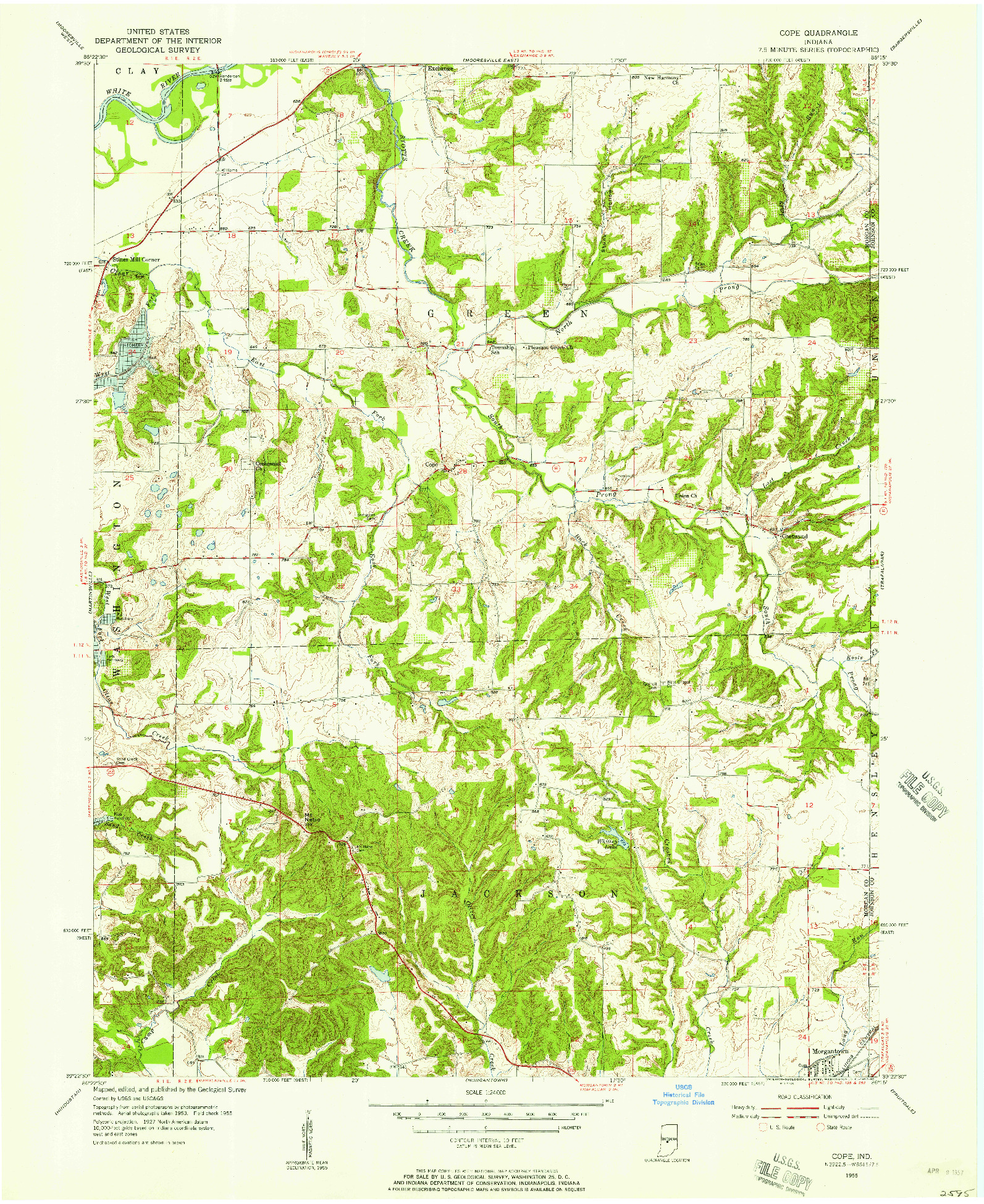 USGS 1:24000-SCALE QUADRANGLE FOR COPE, IN 1955