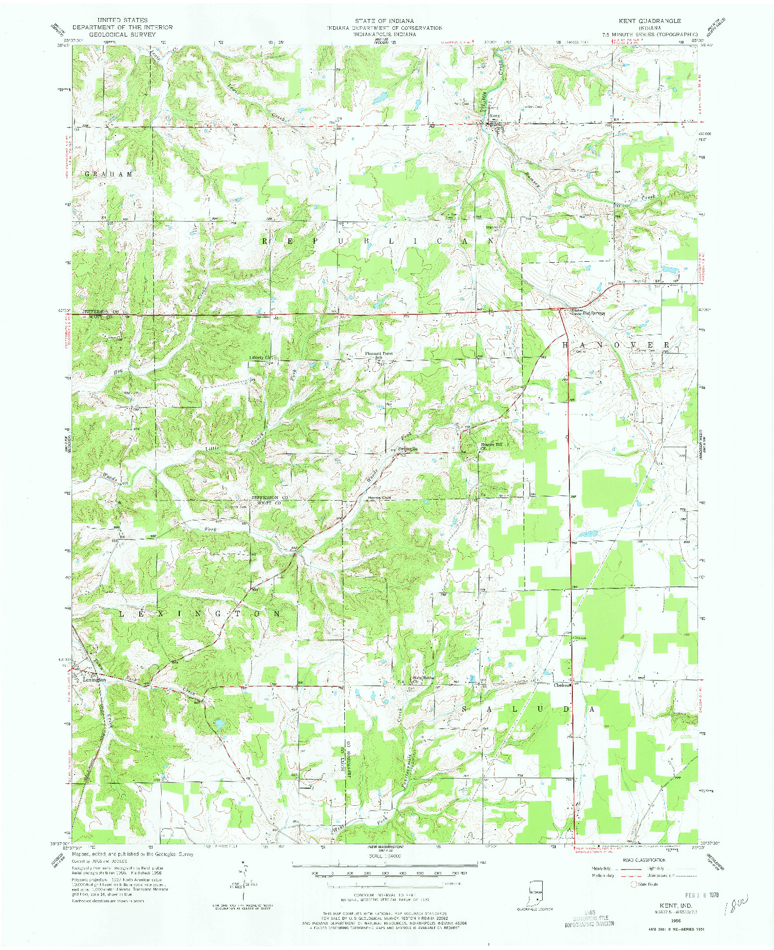 USGS 1:24000-SCALE QUADRANGLE FOR KENT, IN 1956