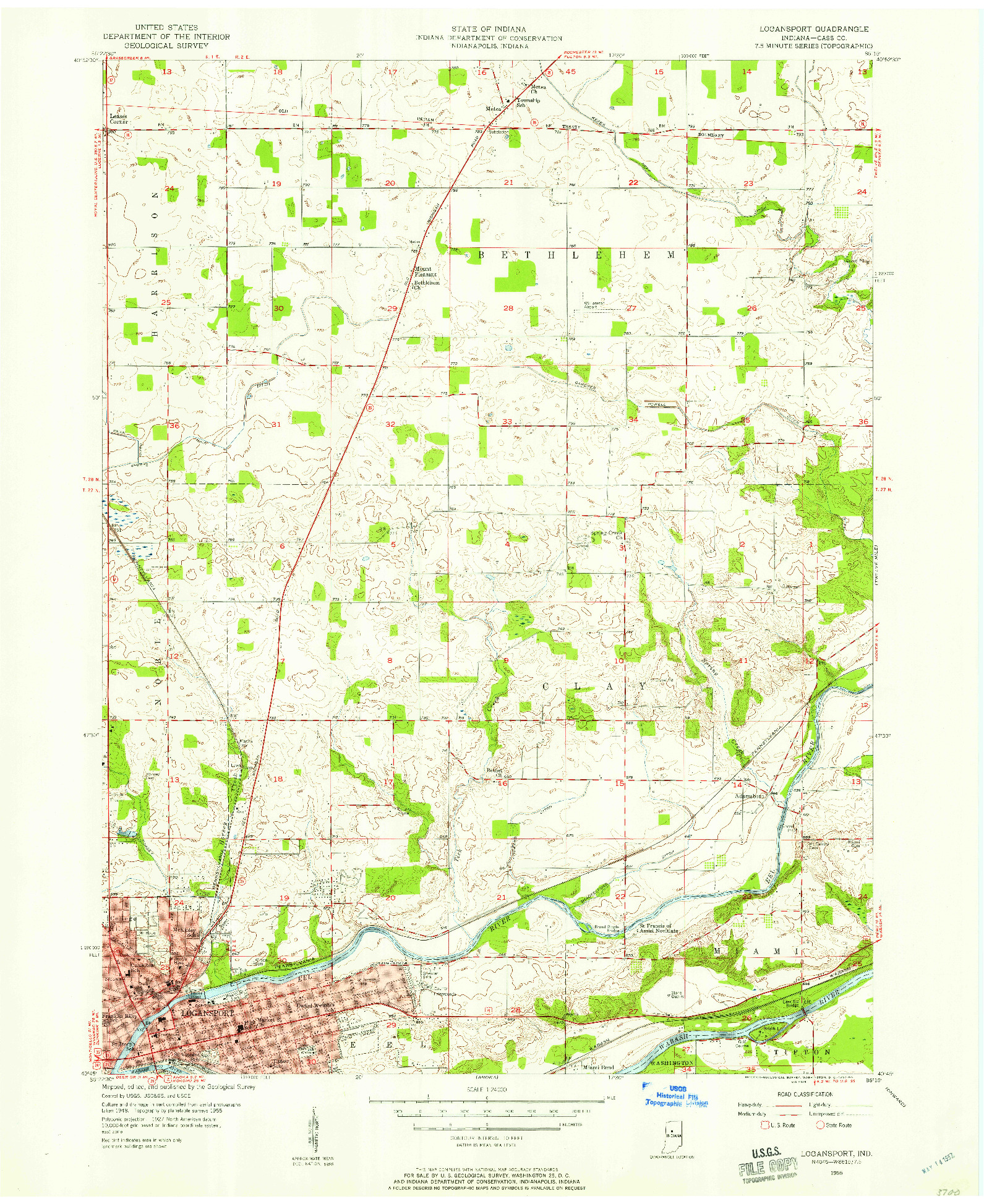 USGS 1:24000-SCALE QUADRANGLE FOR LOGANSPORT, IN 1955