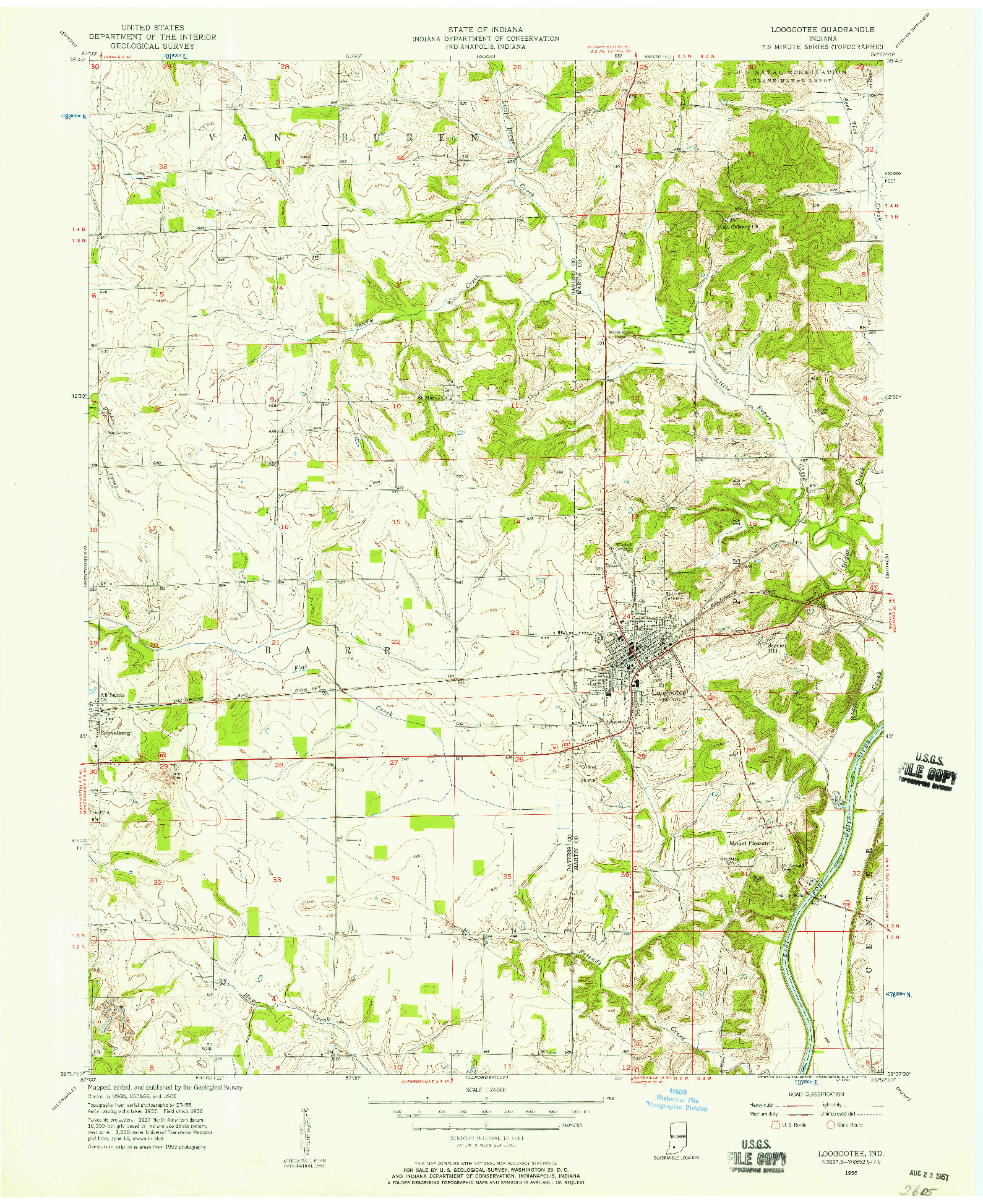 USGS 1:24000-SCALE QUADRANGLE FOR LOOGOOTEE, IN 1956