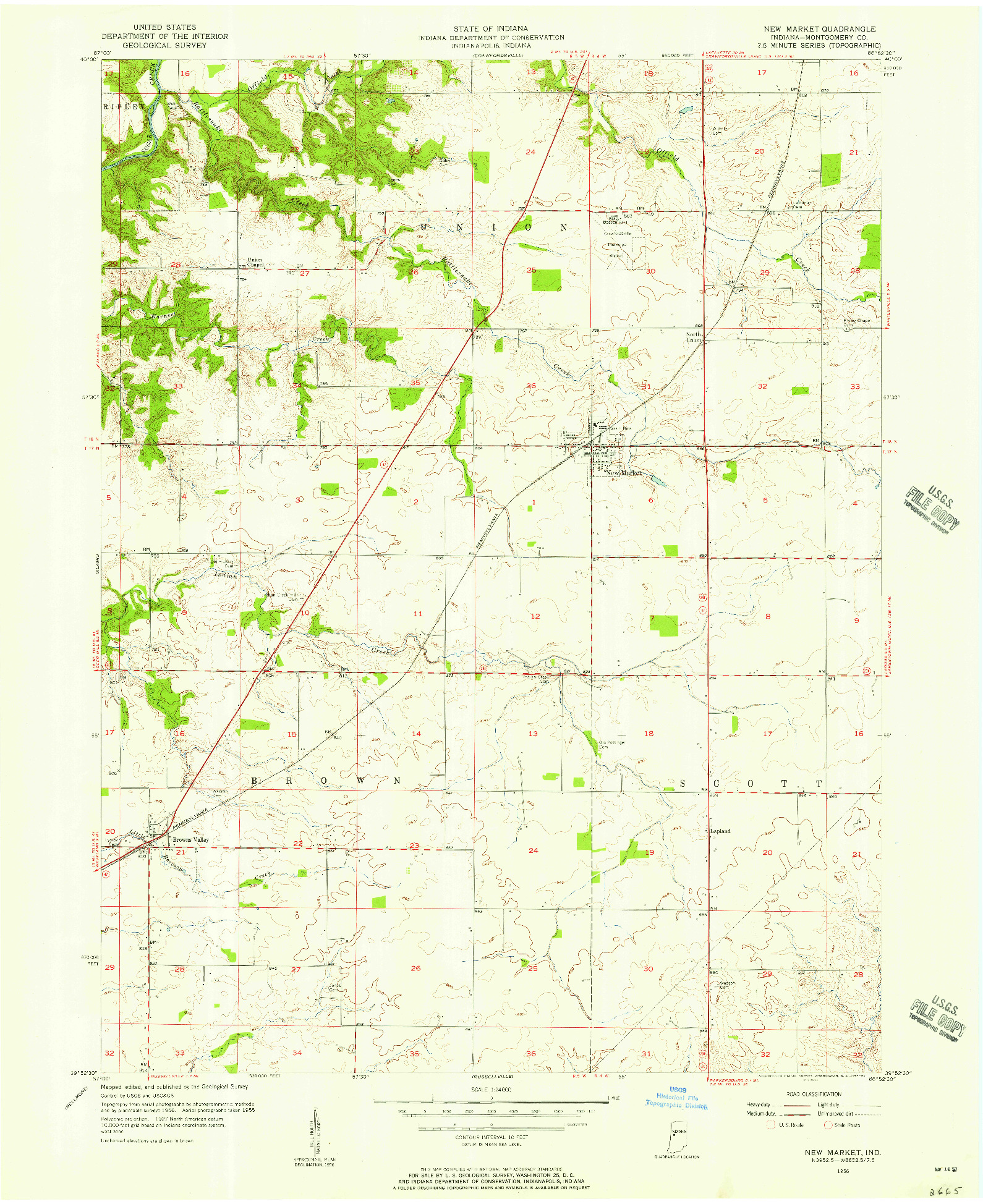 USGS 1:24000-SCALE QUADRANGLE FOR NEW MARKET, IN 1956