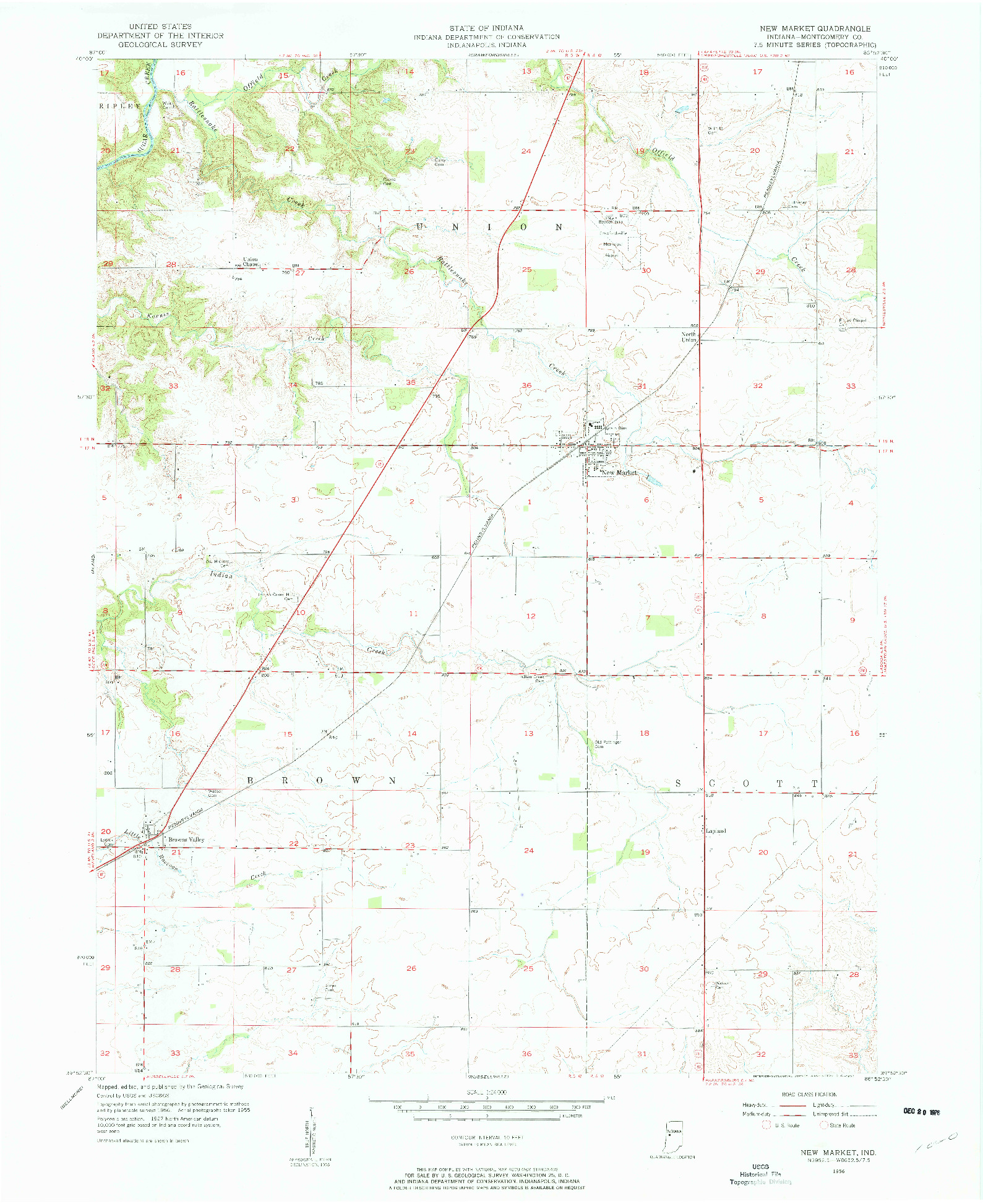 USGS 1:24000-SCALE QUADRANGLE FOR NEW MARKET, IN 1956