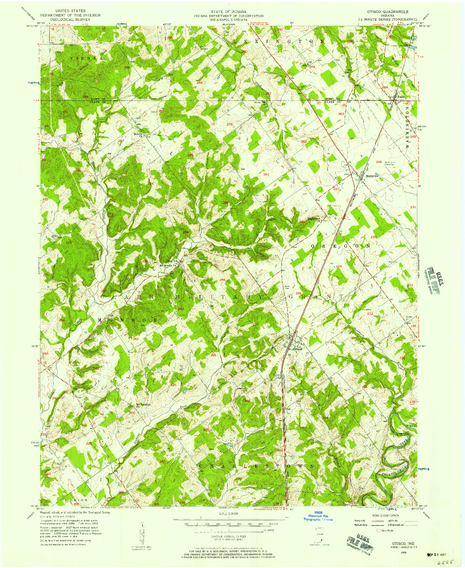 USGS 1:24000-SCALE QUADRANGLE FOR OTISCO, IN 1956